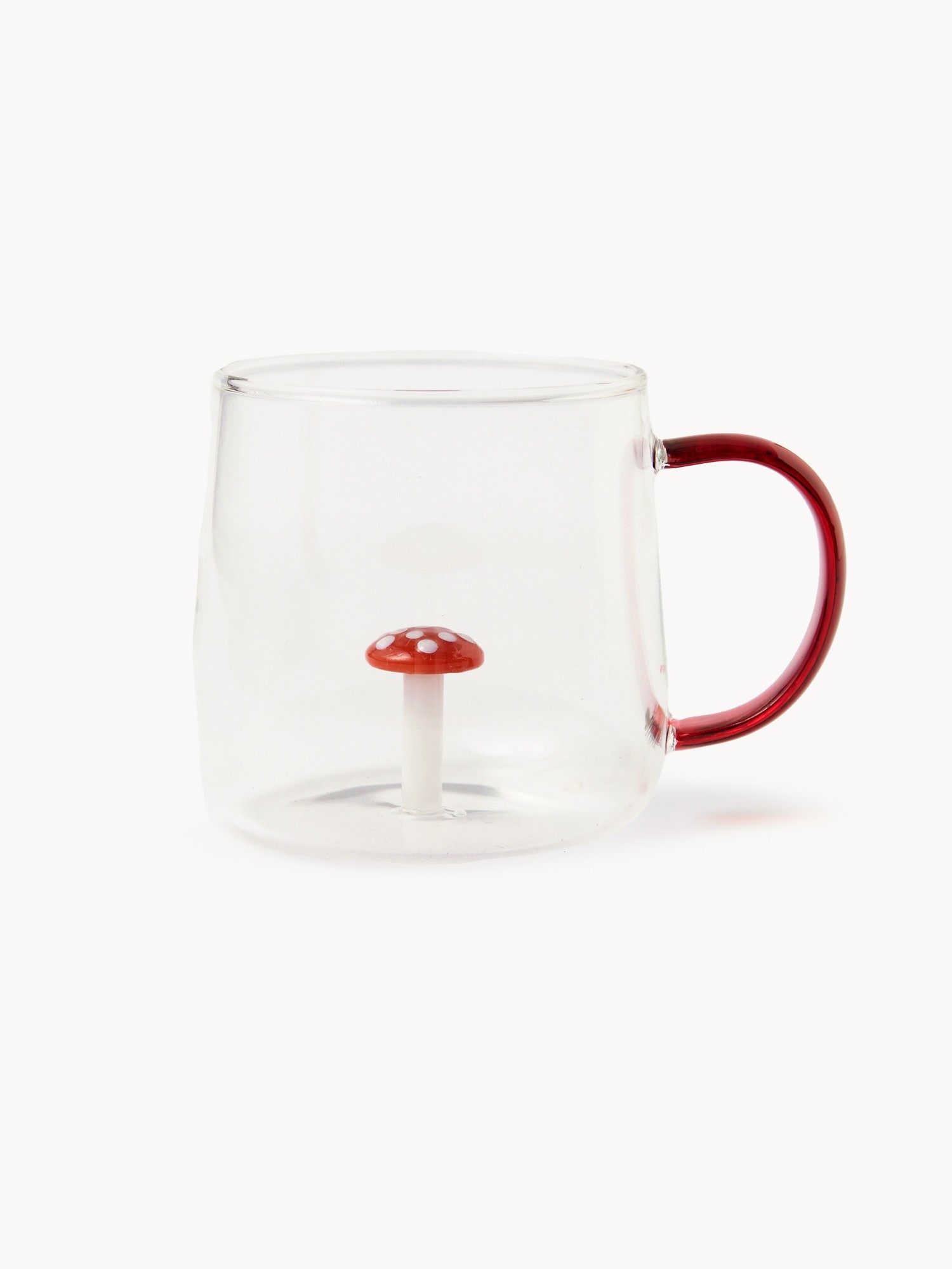 Borosilicate glass mug with mushroom detail, Transparent, large image number 0