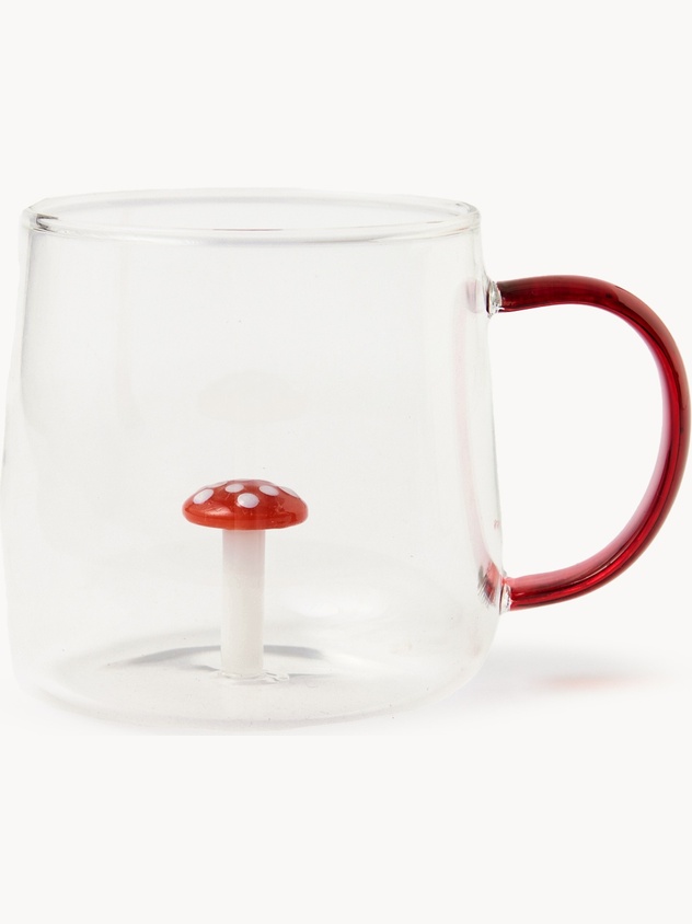 Borosilicate glass mug with mushroom detail