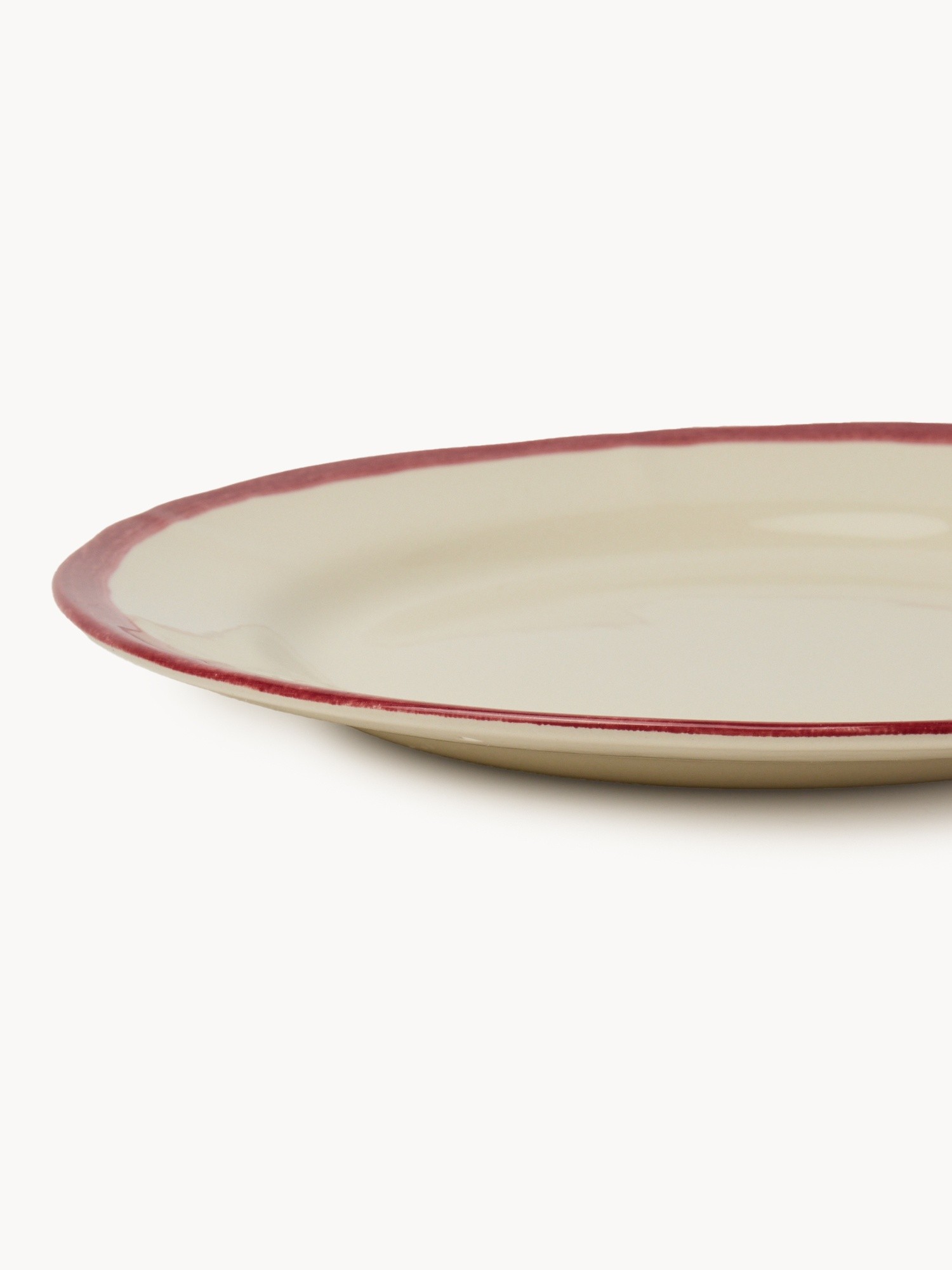 Ceramic dinner plate with colored edge, Bianco/Rosso, large image number 1