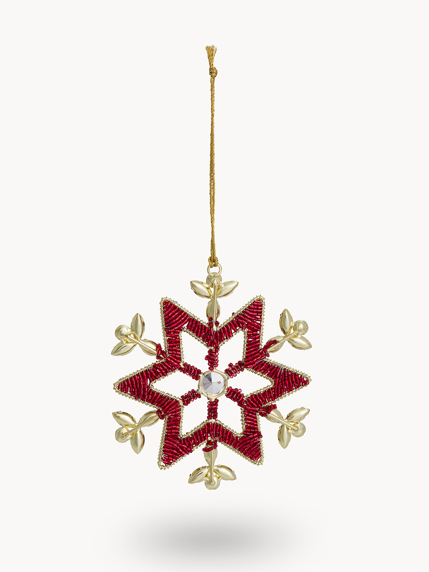Decorazione per albero a forma di fiocco di neve in feltro, Rosso, large image number 0