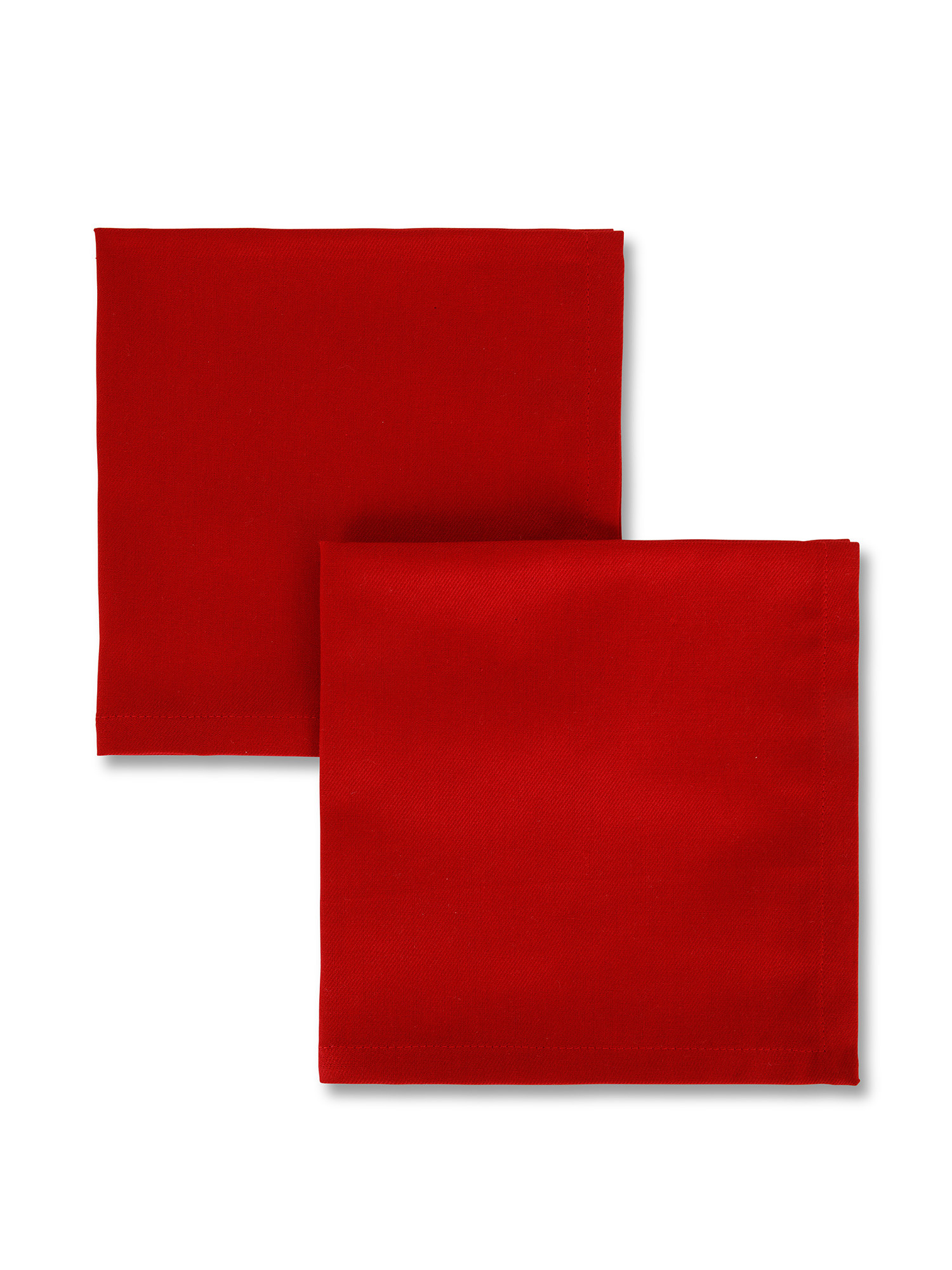 Set 2 tovaglioli twill di cotone tinta unita, Rosso, large image number 0