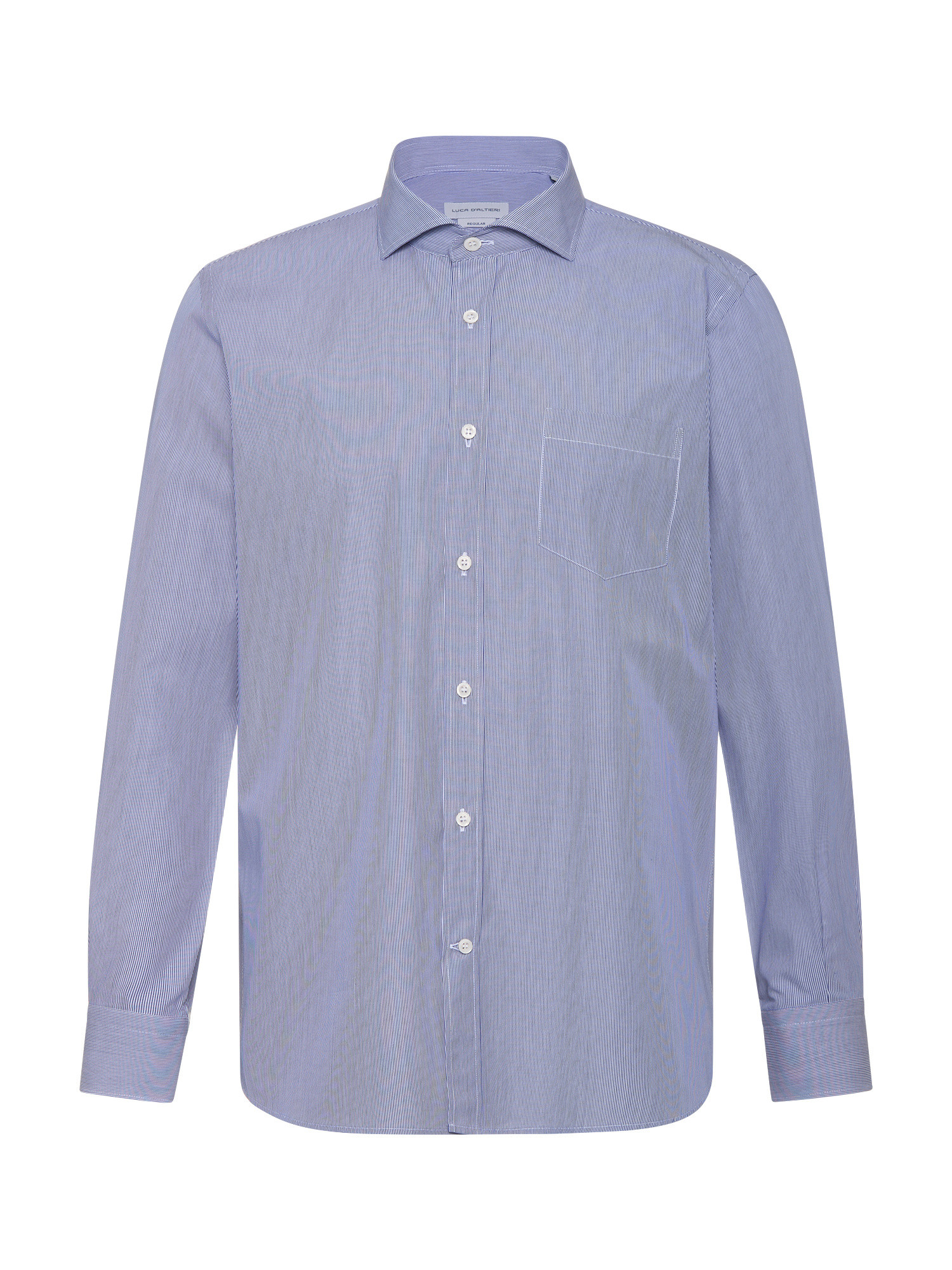 Luca D'Altieri - Regular fit casual shirt in pure cotton poplin, Blue, large image number 1