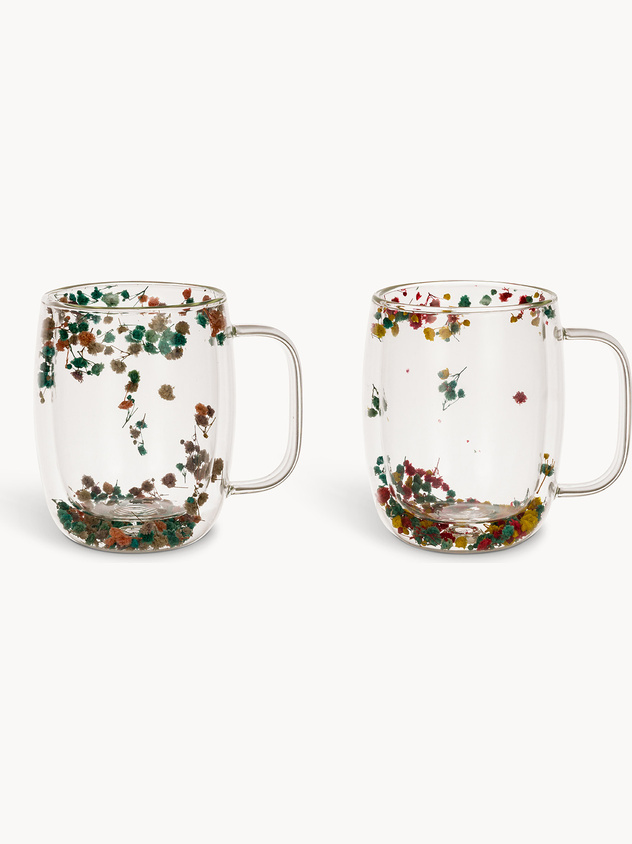 Mug in vetro doppio con fiori