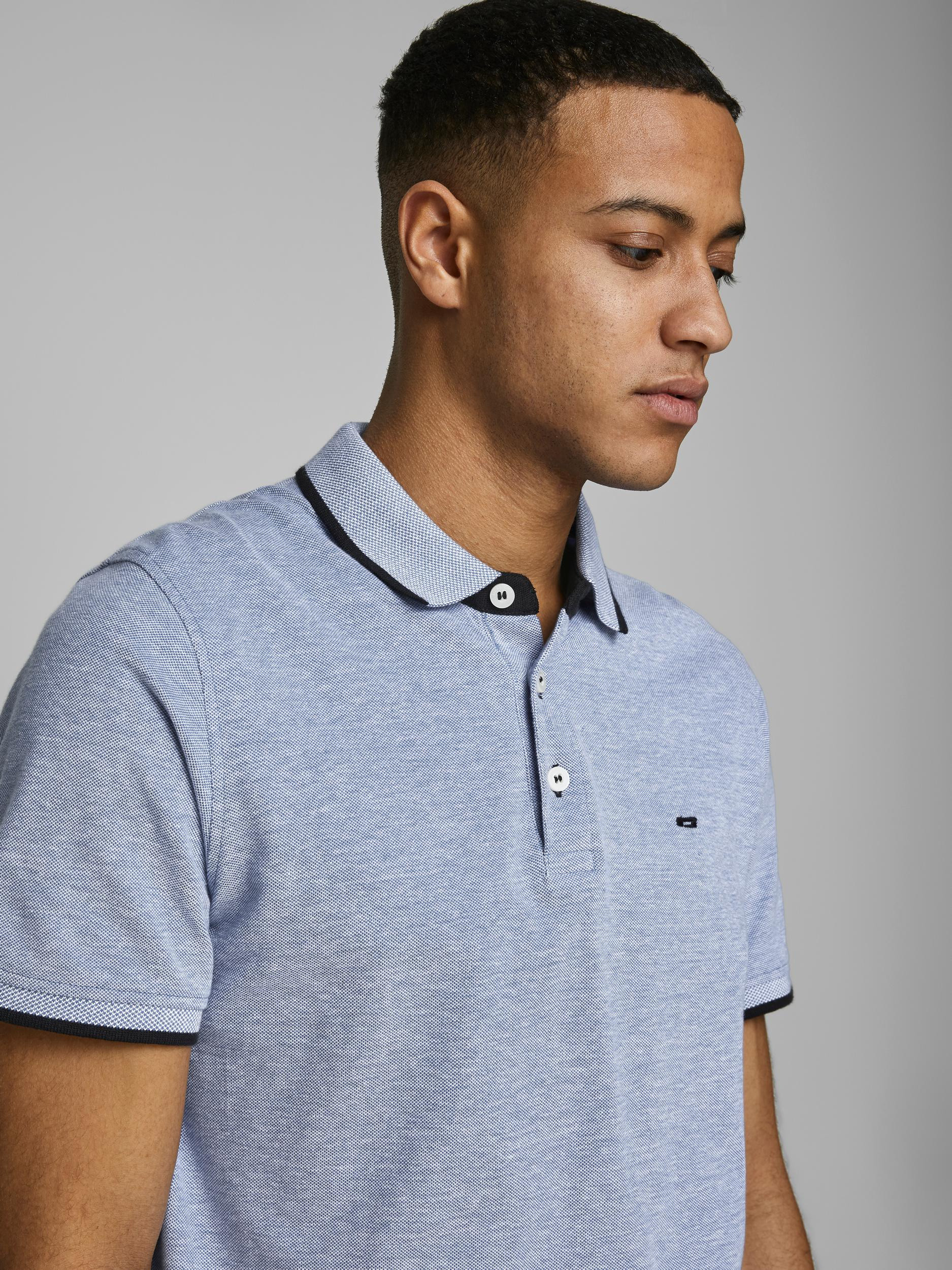 Jack & Jones - Slim fit polo shirt in cotton, Light Blue, large image number 4