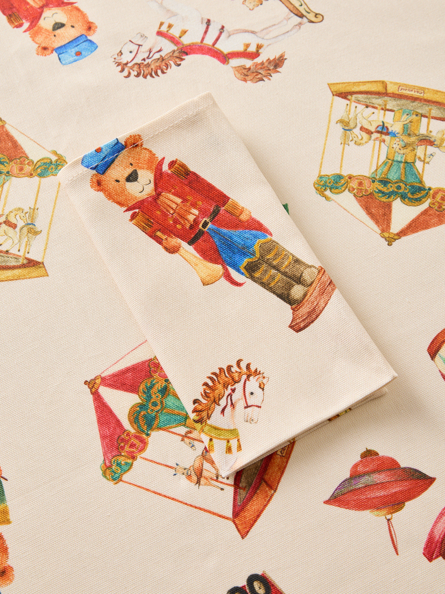 Tovaglia in panama di puro cotone con stampa natalizia, Multicolor, large image number 1