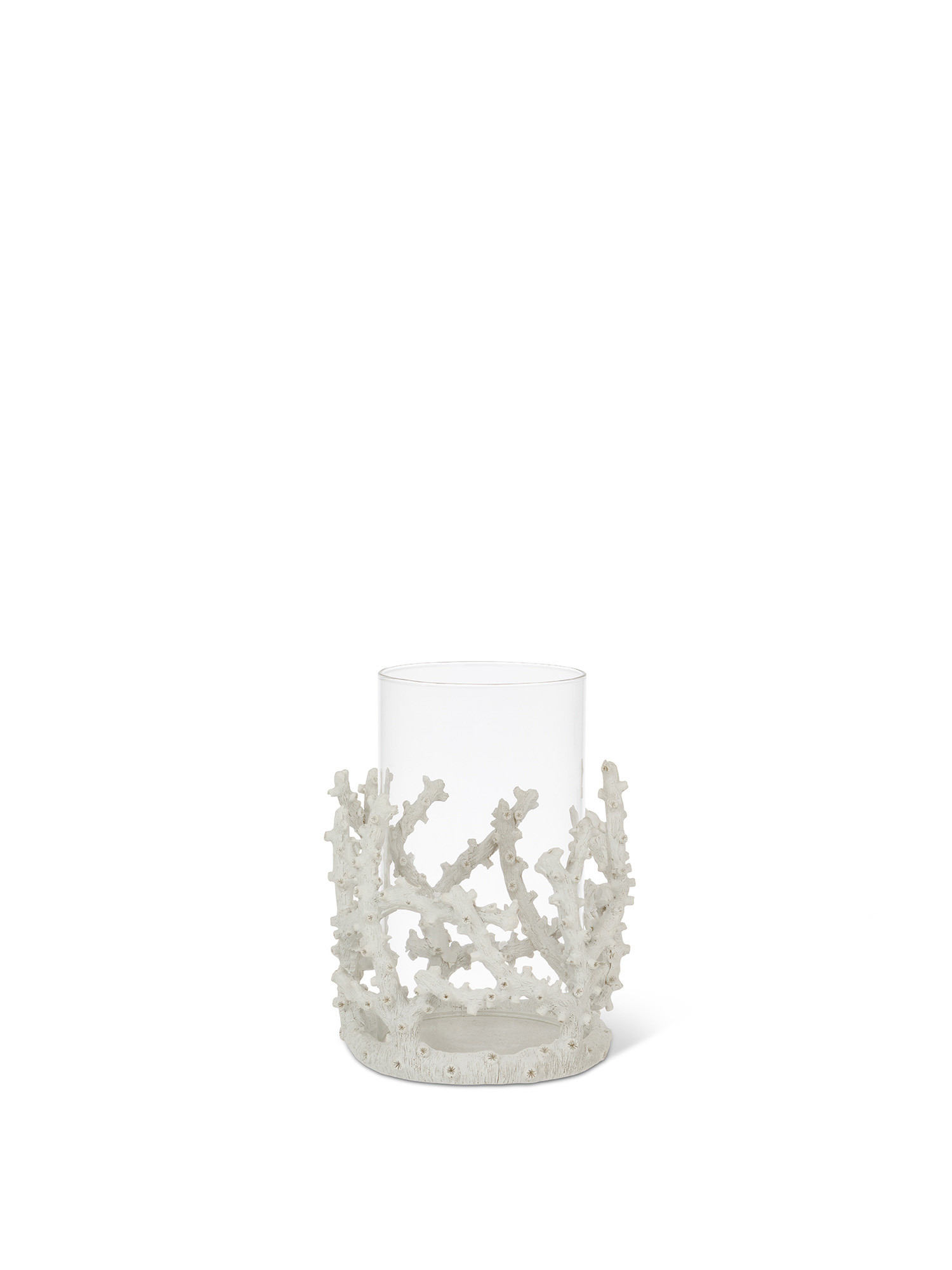 Artificial coral candlestick with cylinder, White, large image number 0