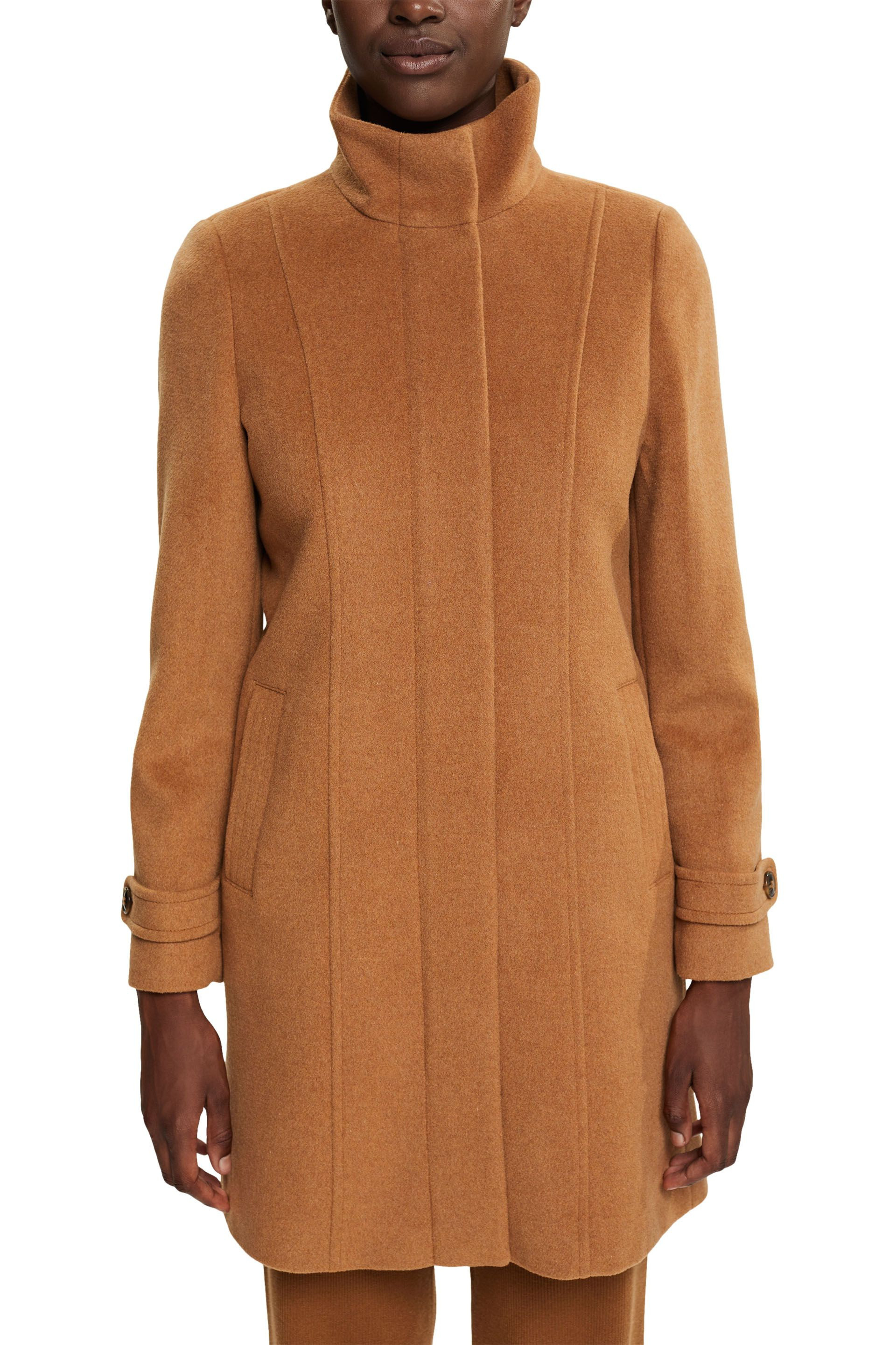 Wool blend coat, Dark Beige, large image number 1