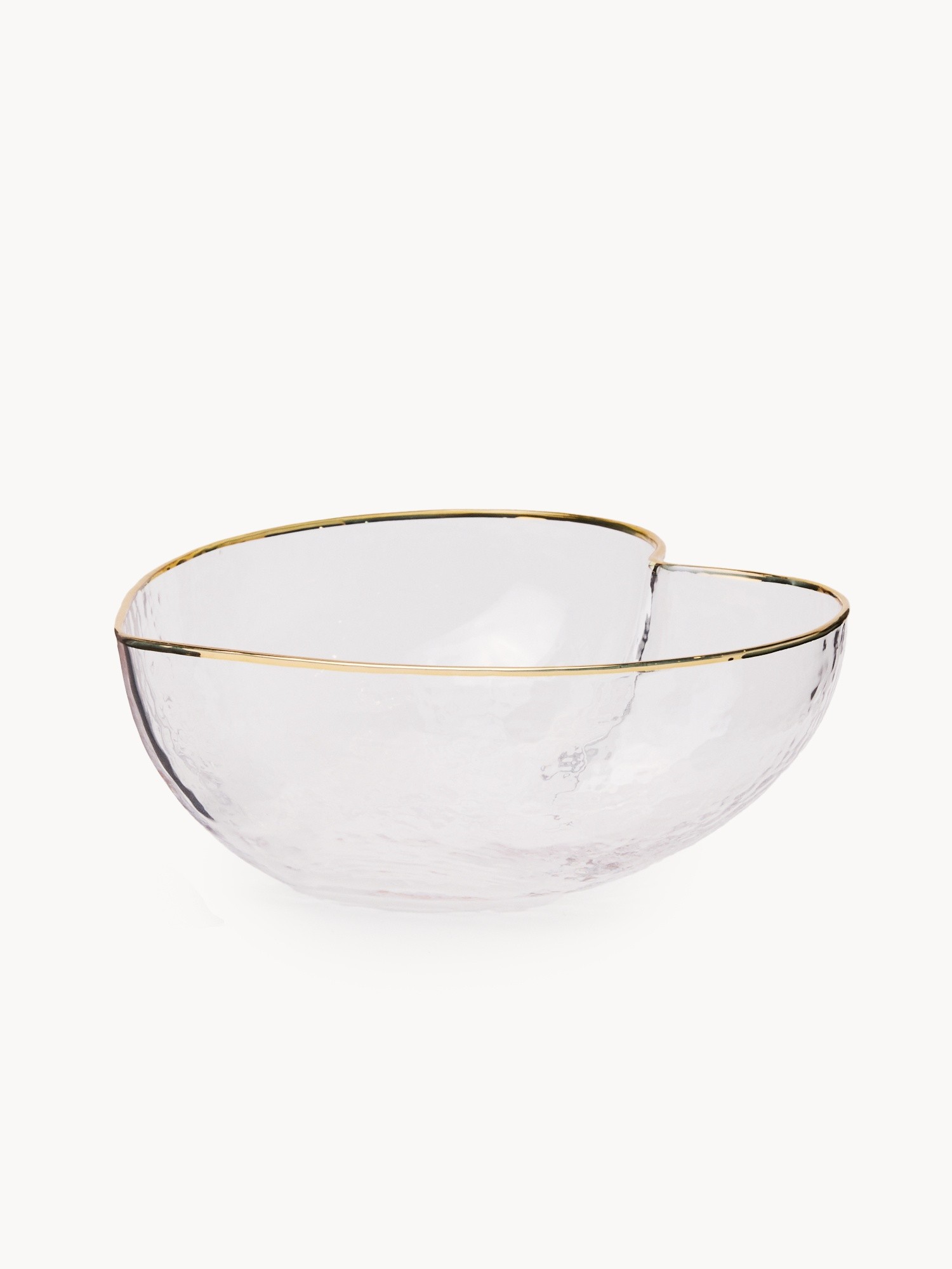 Heart-shaped bowl with gold rim, Transparent, large image number 0