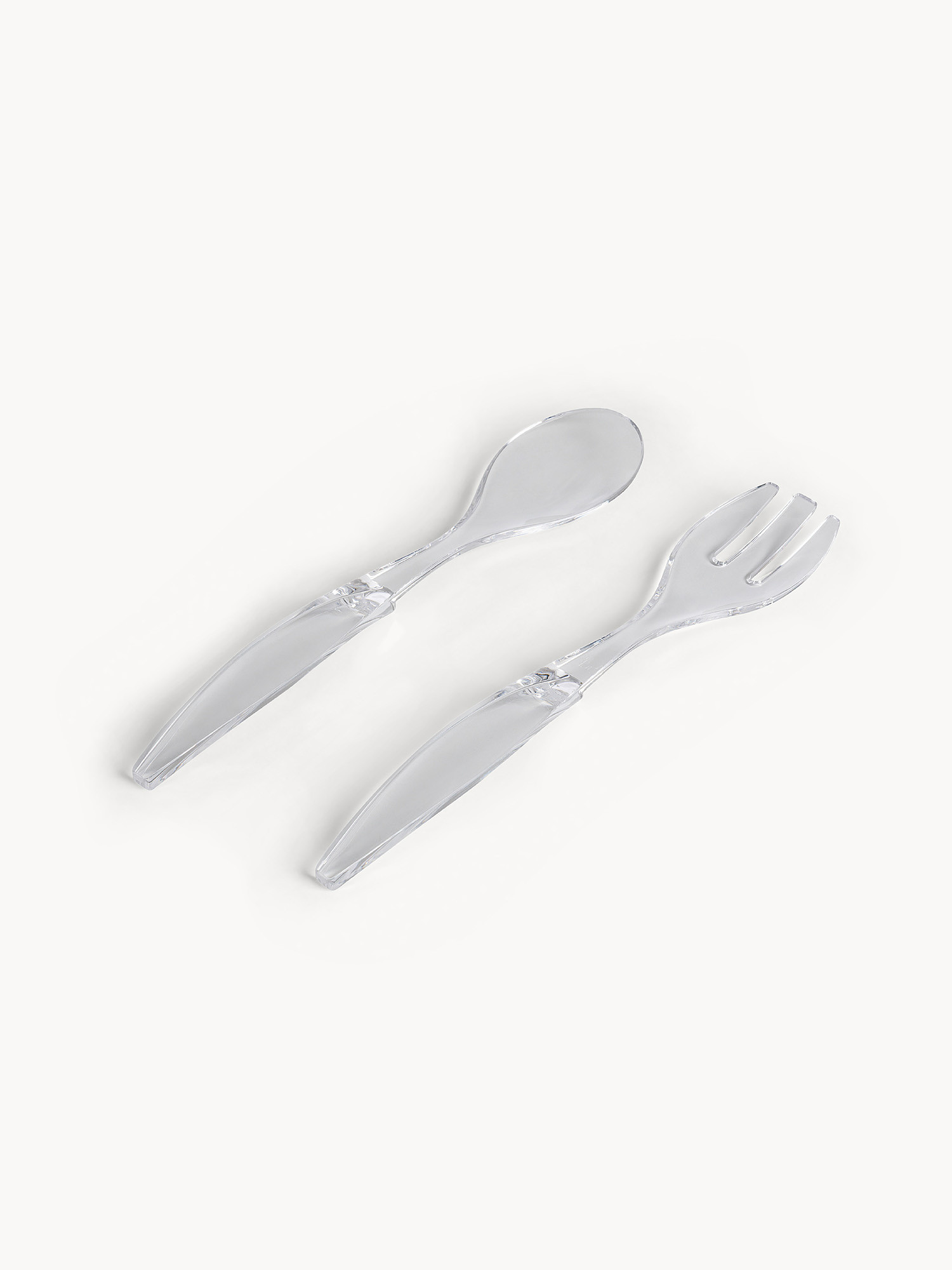Set of 2 transparent plastic cutlery, Transparent, large image number 0