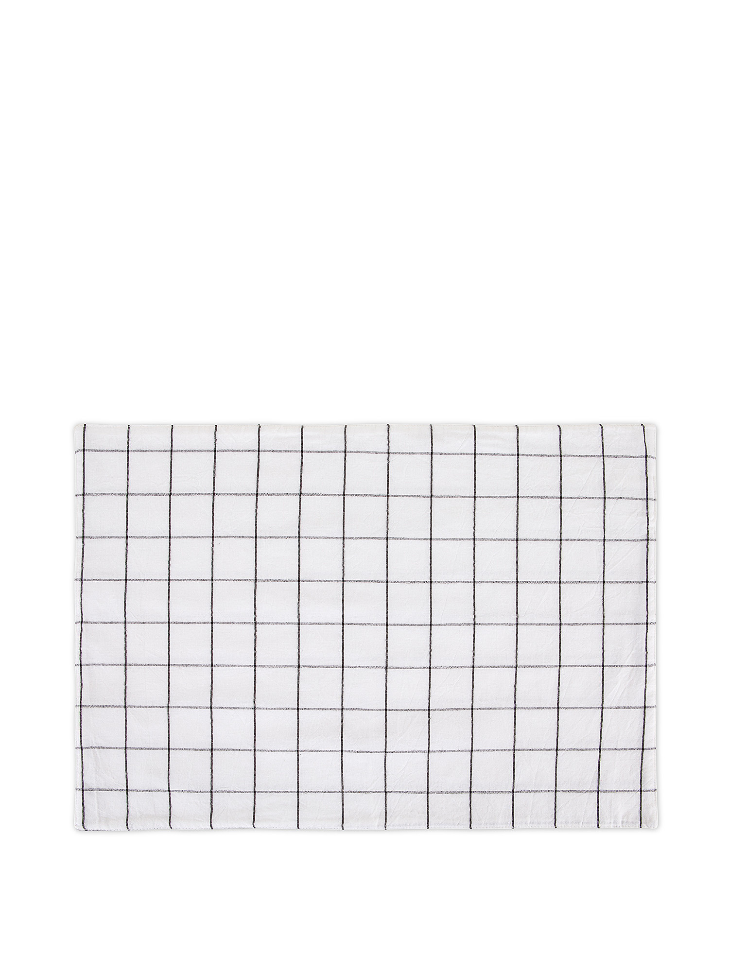 Check pattern washed cotton placemat, White, large image number 0