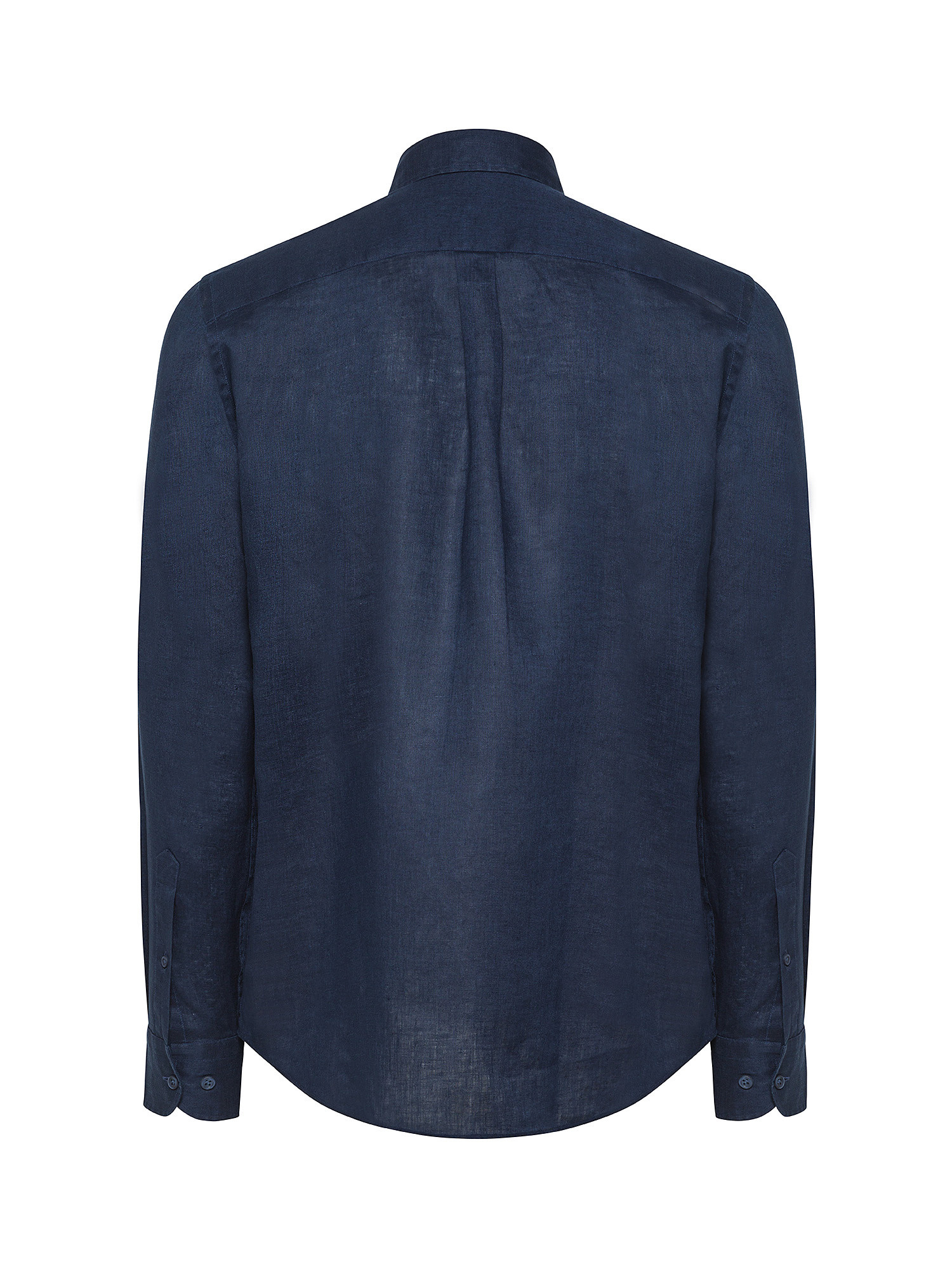 Luca D'Altieri - Camicia tailor fit in puro lino, Blu scuro, large image number 1