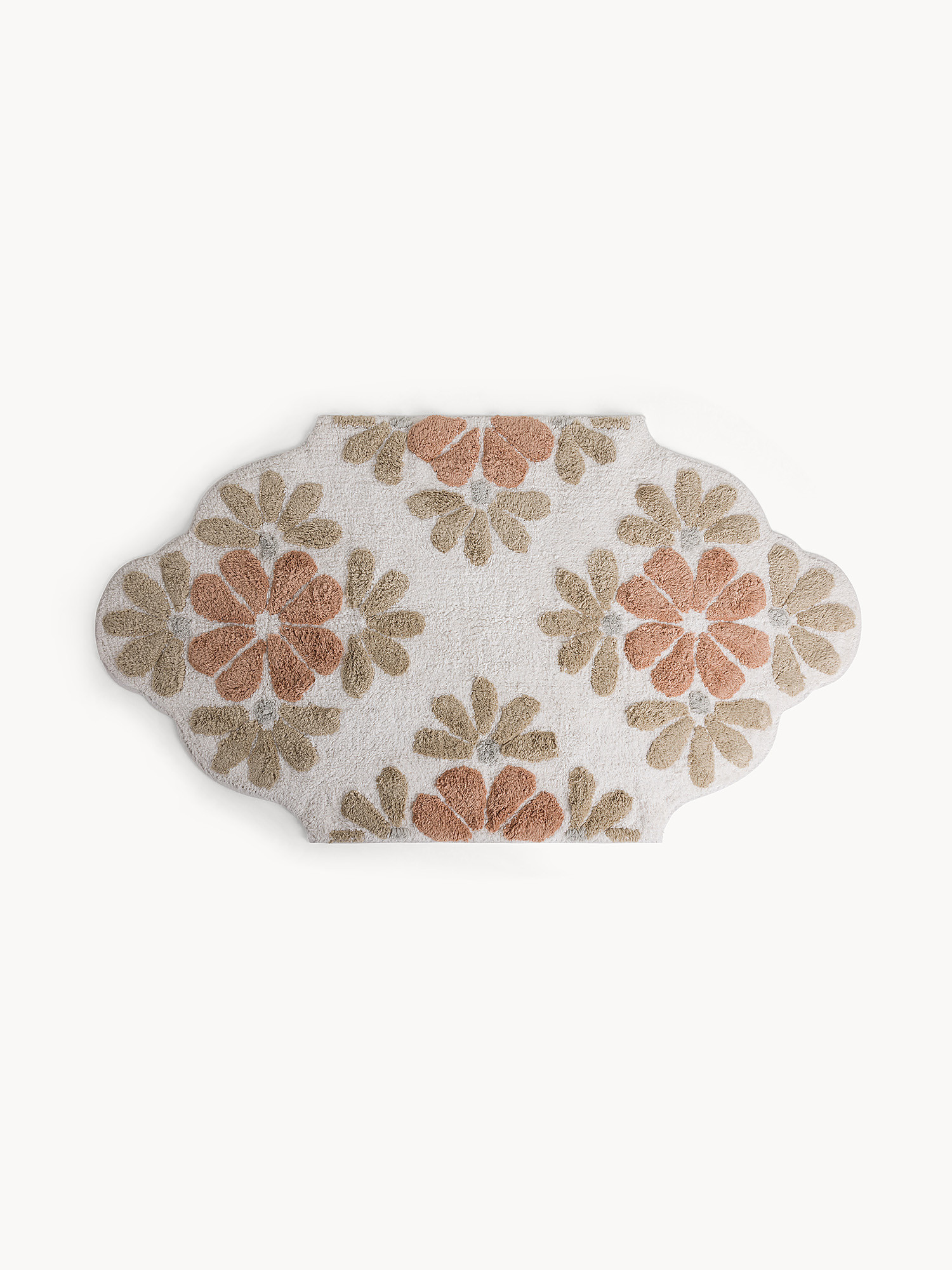 Tappeto bagno in cotone con motivo floreale, Beige, large image number 0