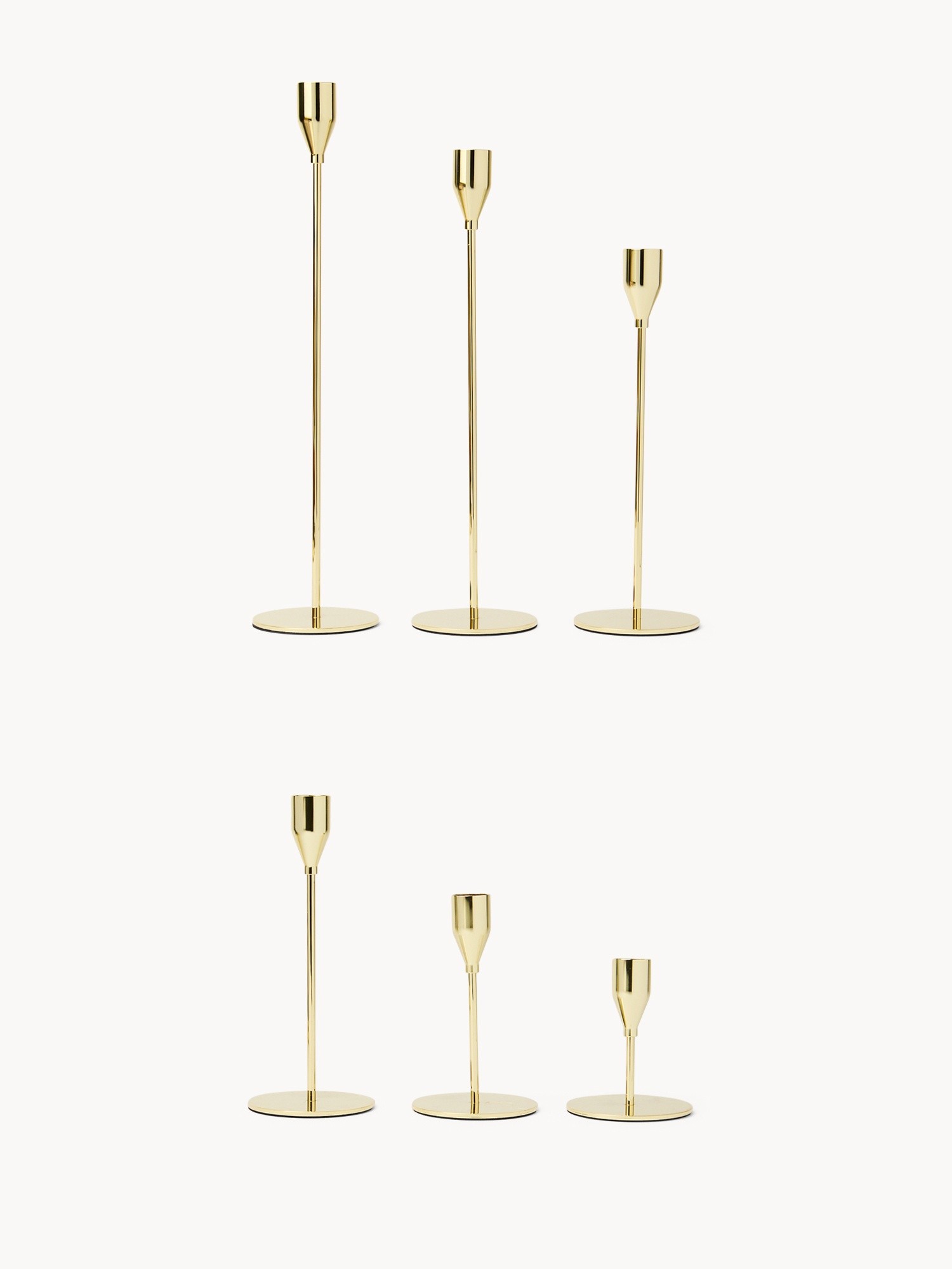Set of 6 iron candle holders in a gift box, Gold, large image number 0