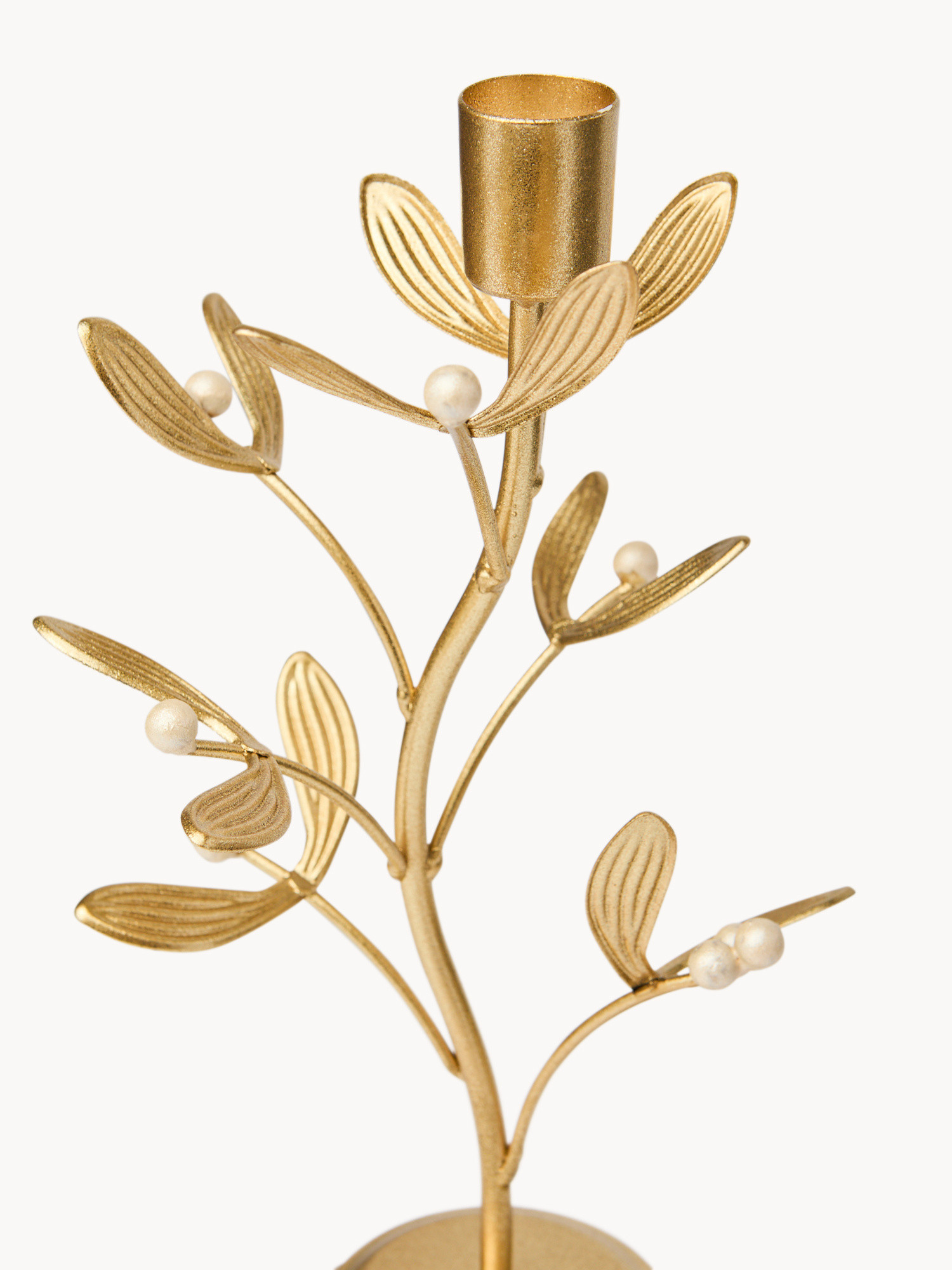 Portacandele in ferro e perle 3 luci, Oro, large image number 1