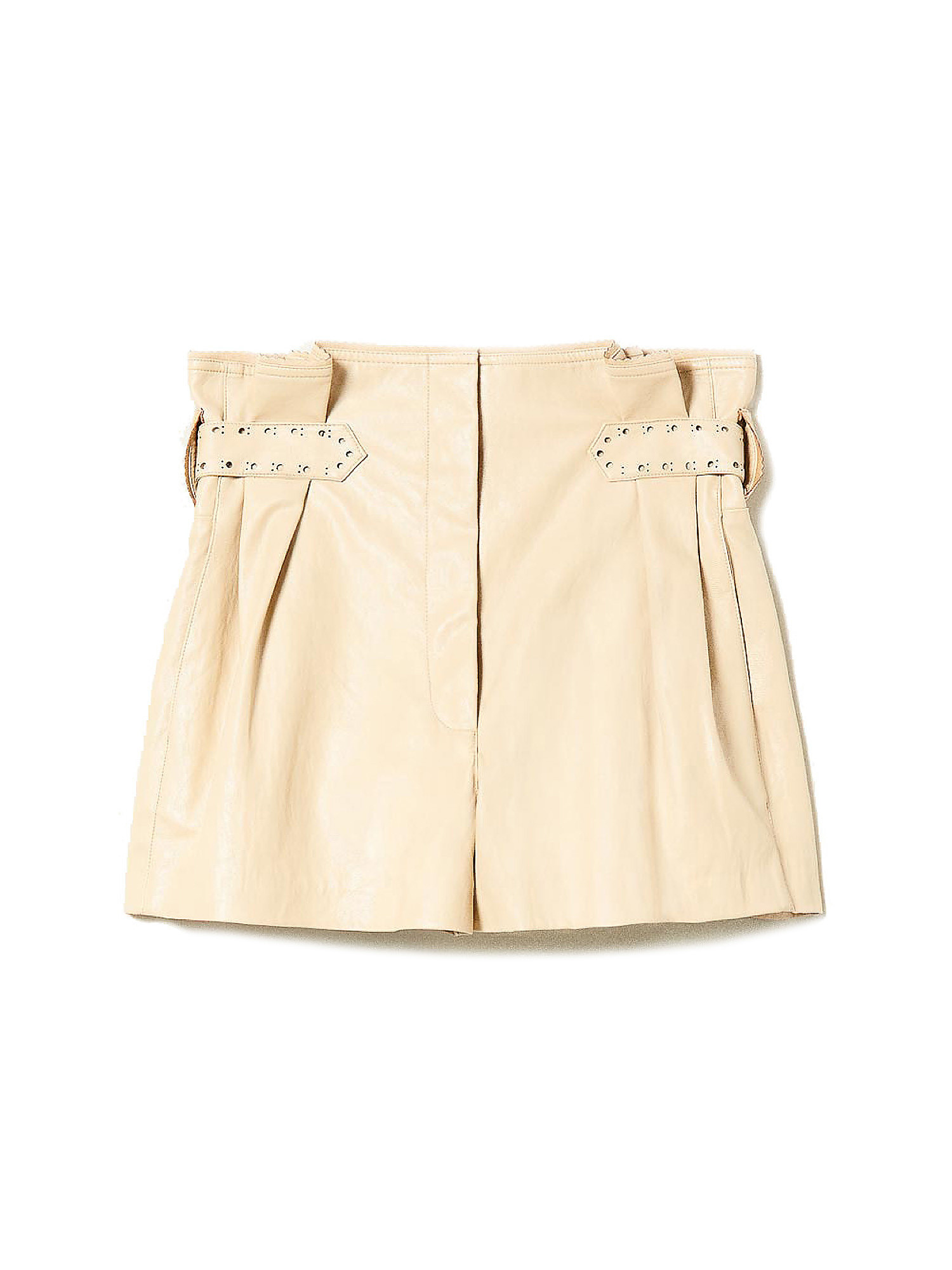 High waisted shorts with belt, Cream, large image number 0