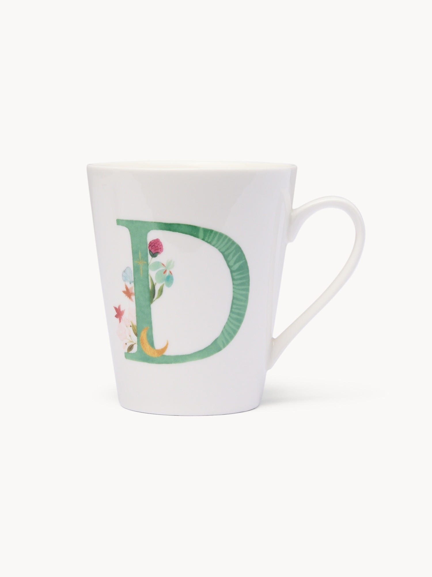 New bone china mug,letter D, White 1, large image number 0