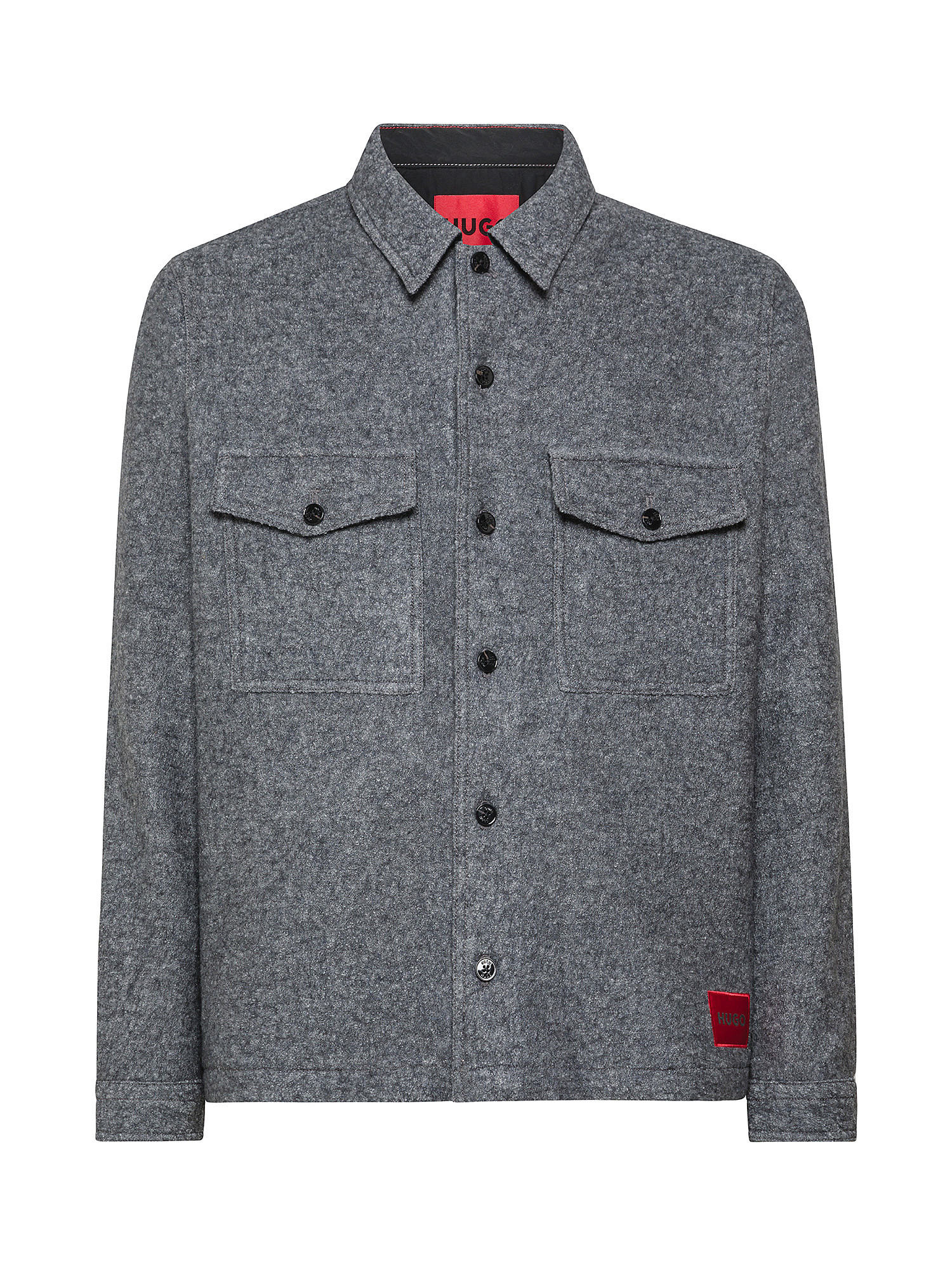 Hugo - Giacca a camicia oversize in misto lana, Grigio, large image number 0