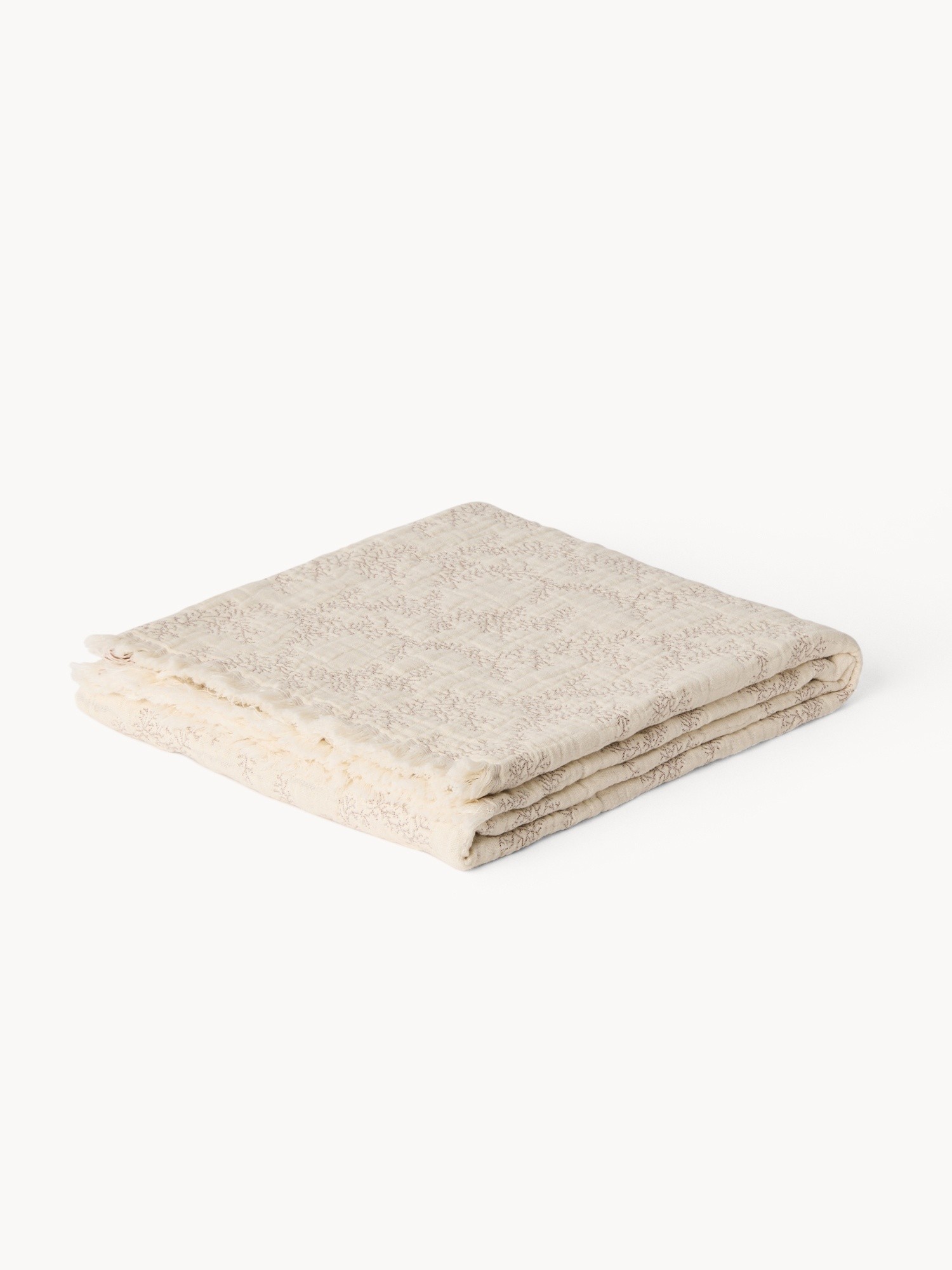 Plaid in cotone jacquard, Beige, large image number 1