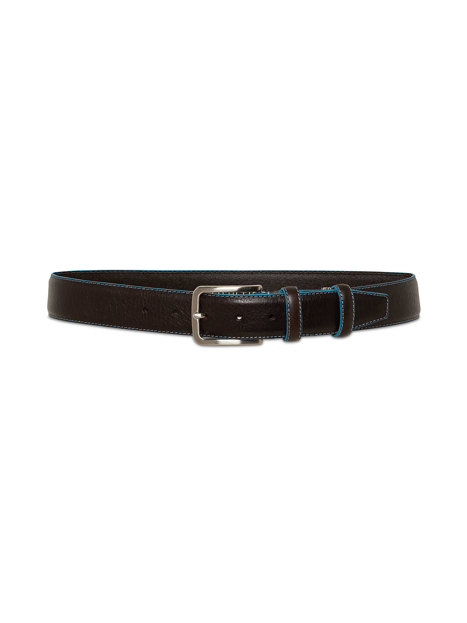 Genuine leather belt with stitching, Brown, large image number 1