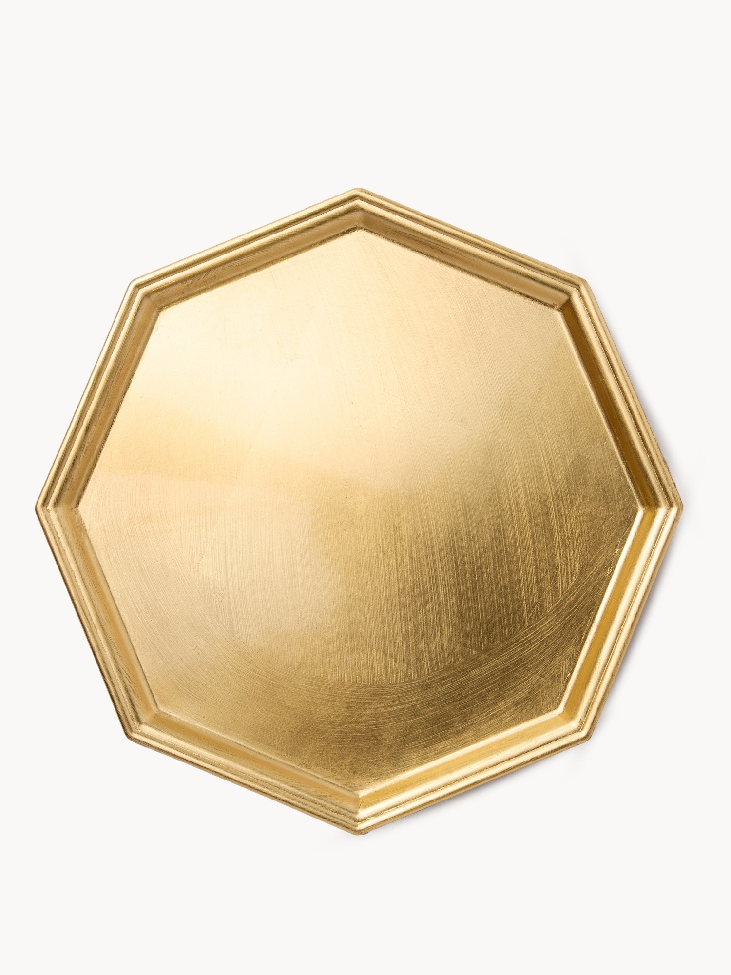 Octagonal Gold Leaf Tray, Gold, large image number 1
