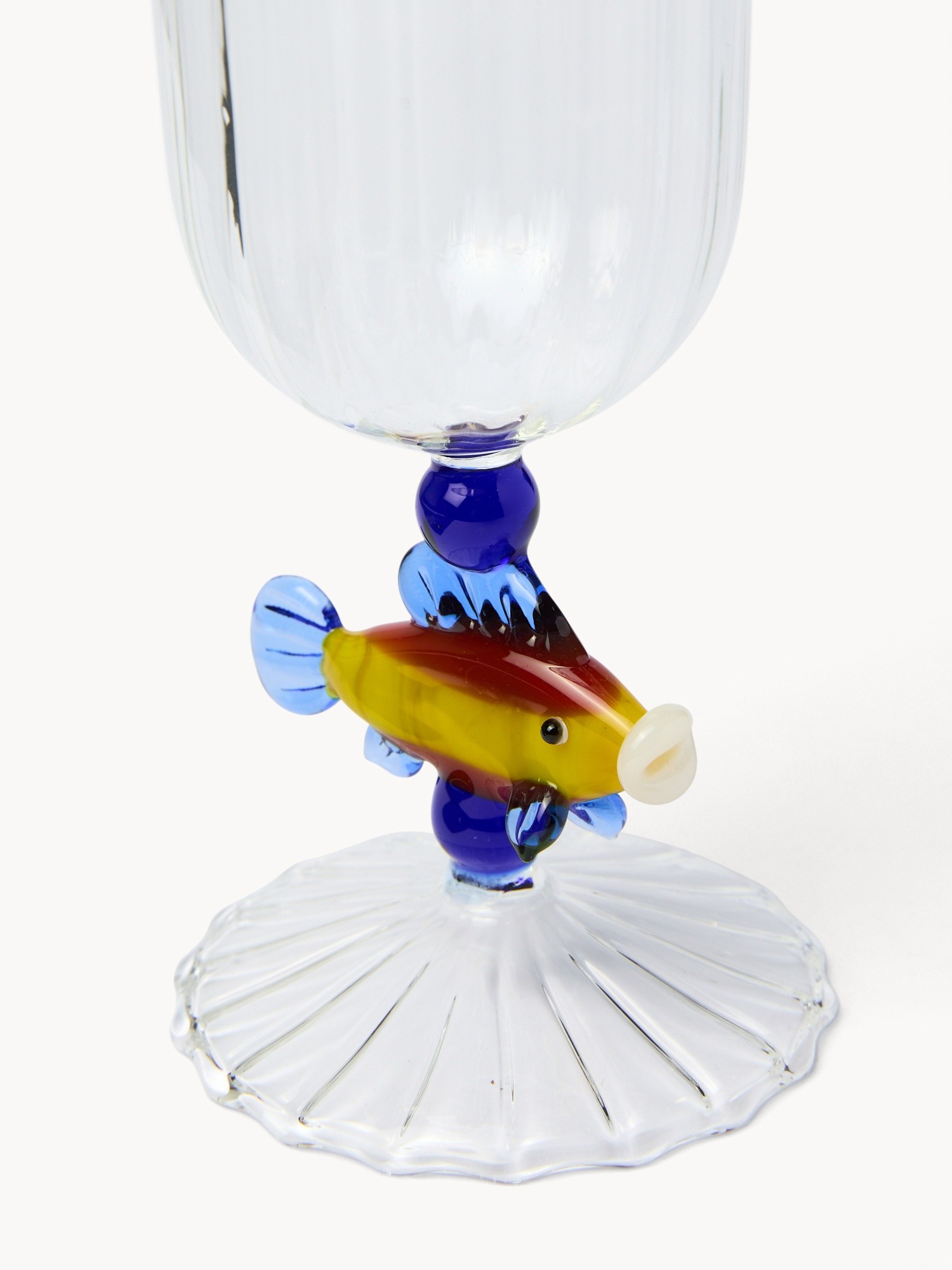 Calice in vetro dettaglio pesce, Trasparente, large image number 1