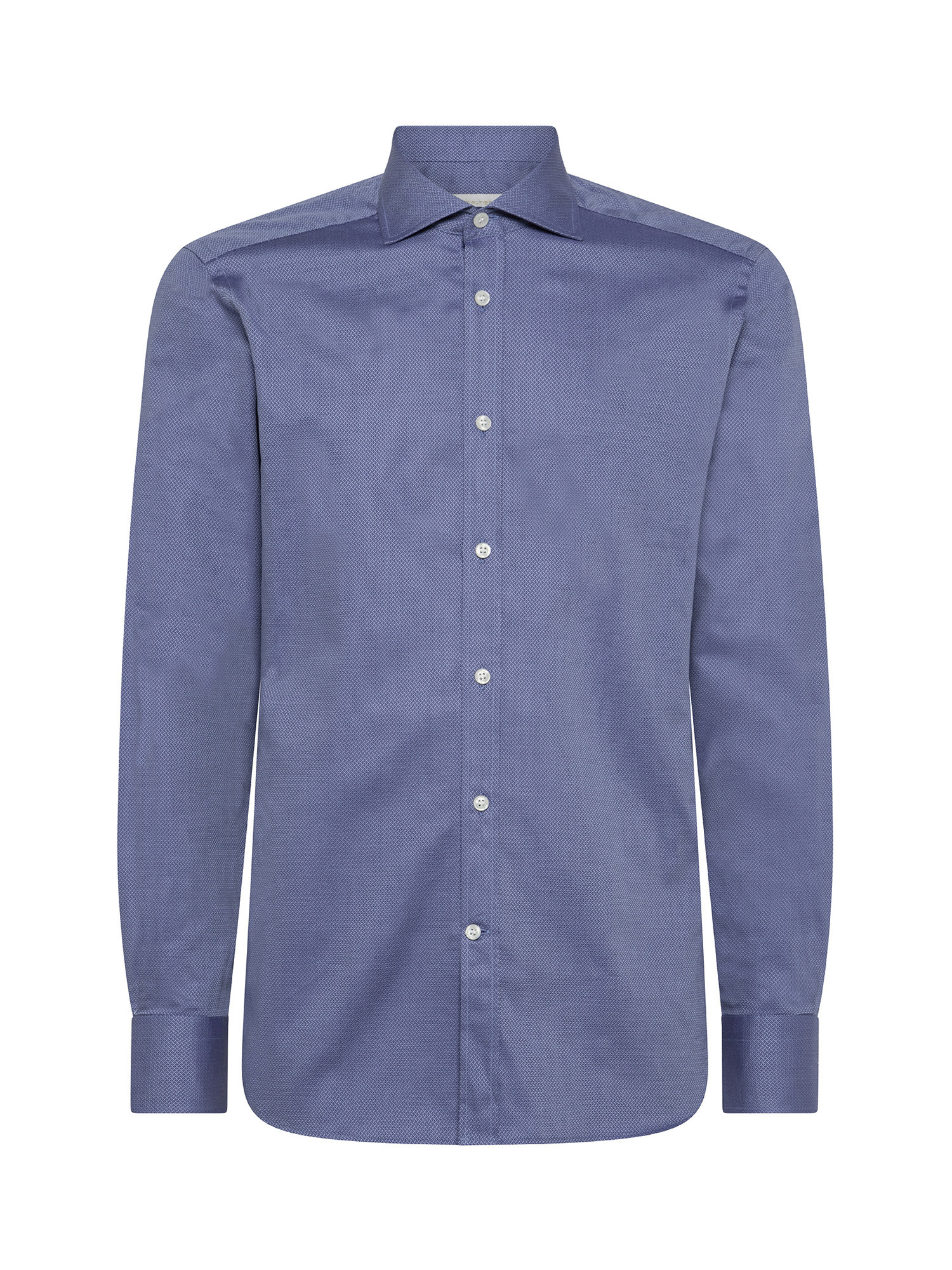 Slim fit shirt in pure cotton, Aviation Blue, large image number 1