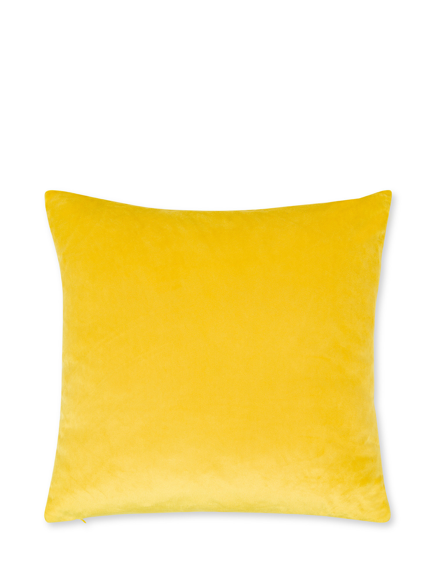 Solid color quilt velvet cushion 45X45cm, Yellow, large image number 1