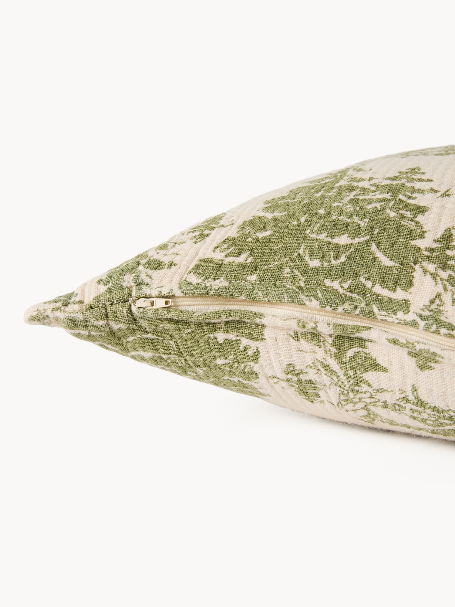 Cotton gauze cushion with Toile de Jouy pattern 50x50cm, Green, large image number 2