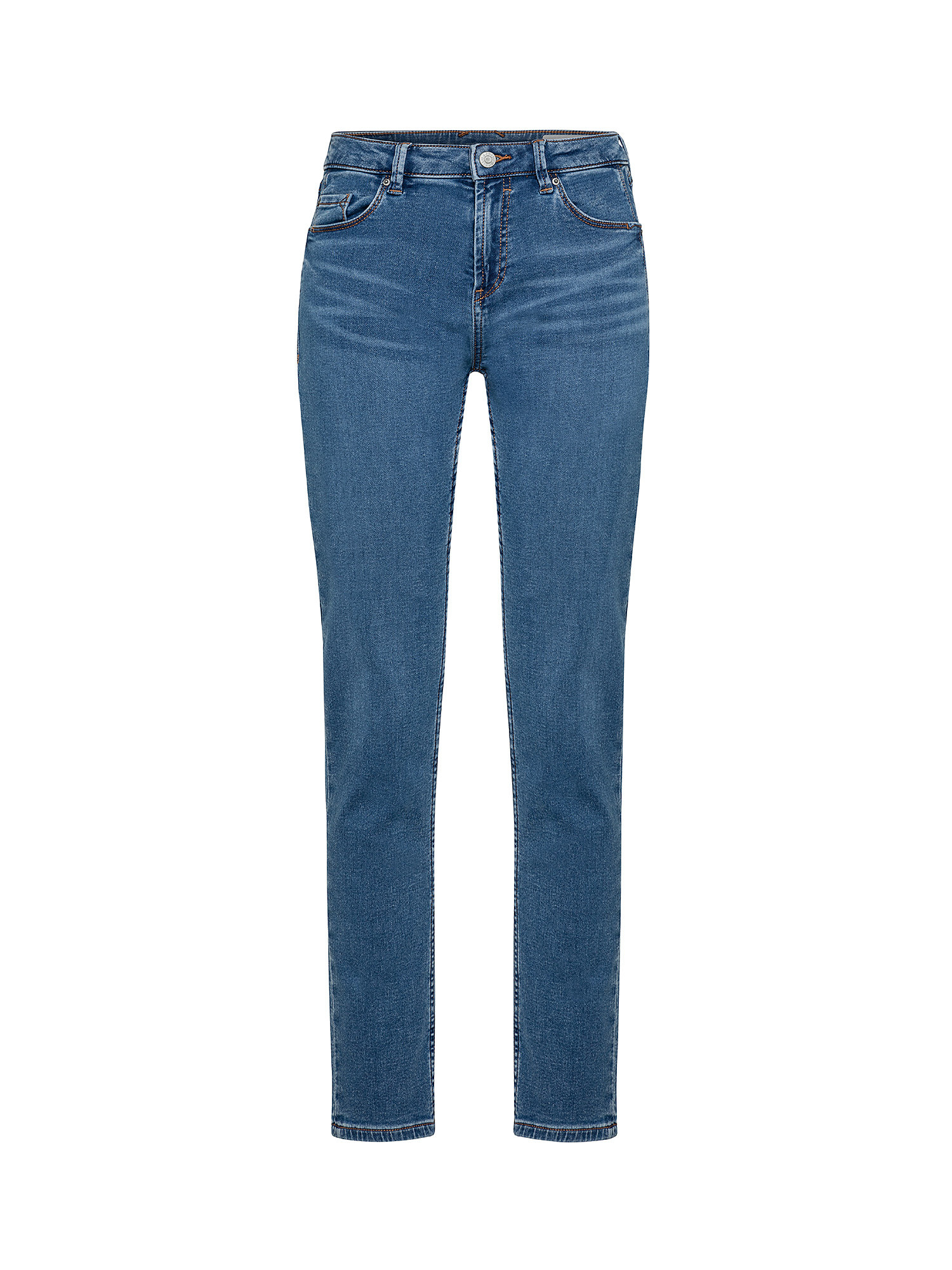 Jeans stretch in misto cotone biologico, Blu, large image number 0