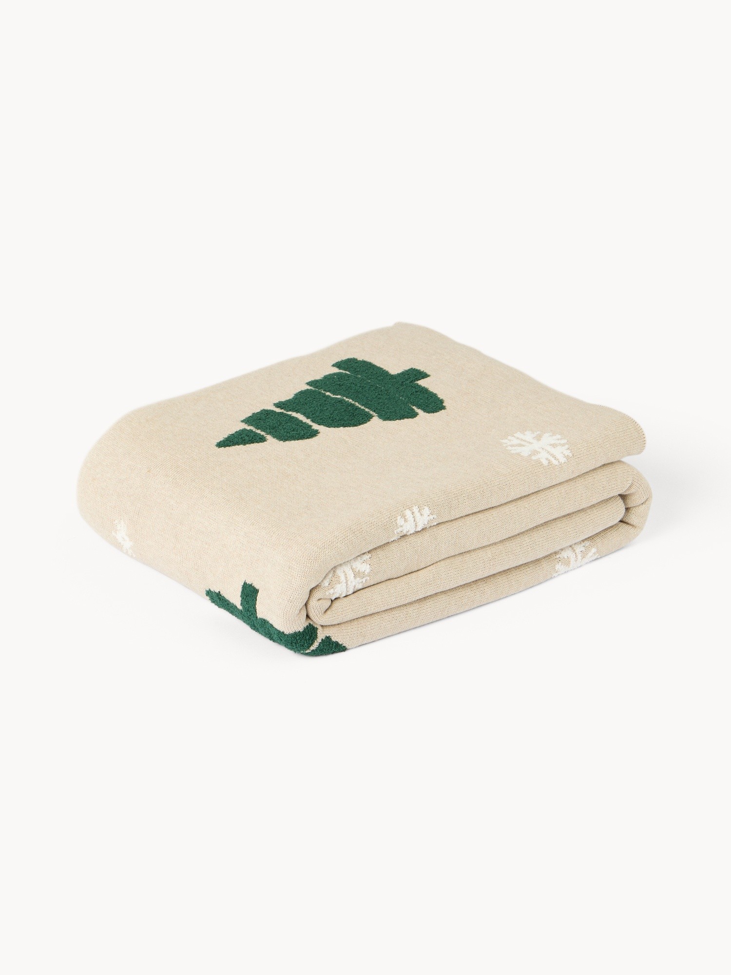 Knitted cotton plaid, Beige, large image number 0