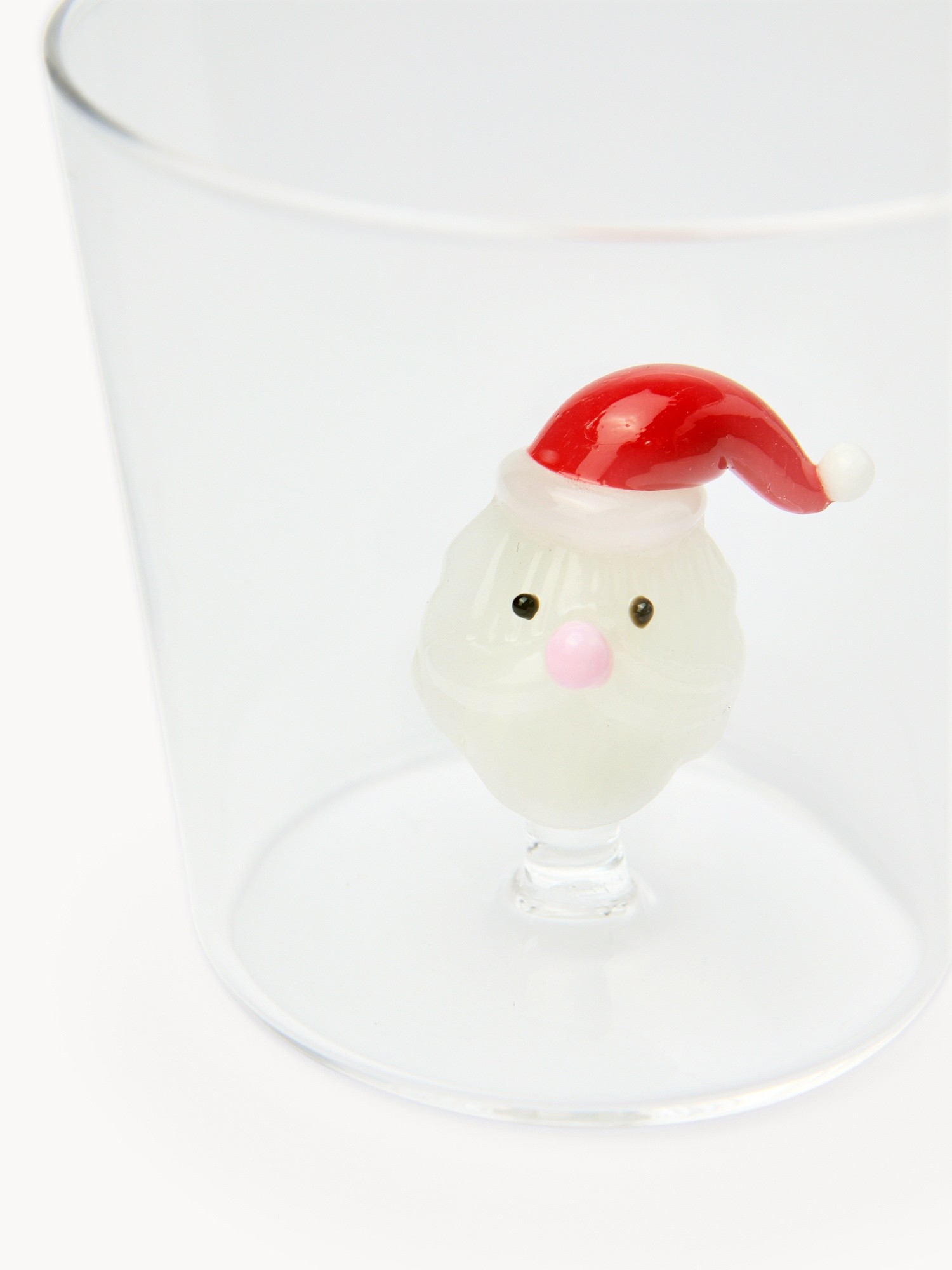 Bicchiere in vetro borosilicato dettaglio Babbo Natale, Trasparente, large image number 1