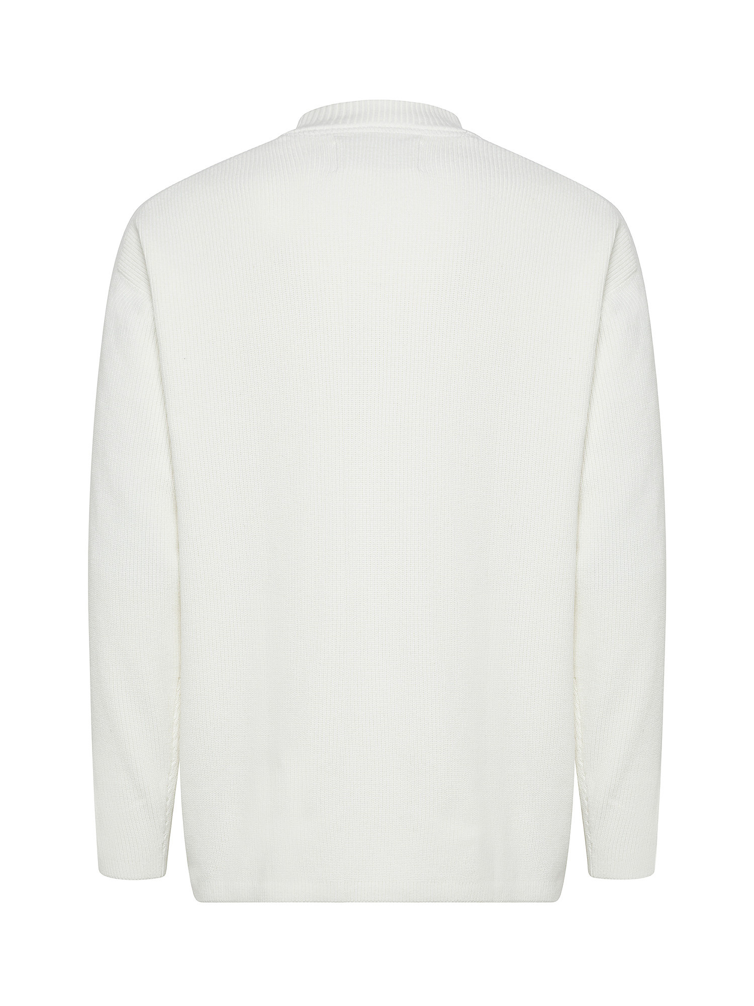 Calvin Klein Jeans -  Ribbed cotton pullover with logo, White, large image number 1