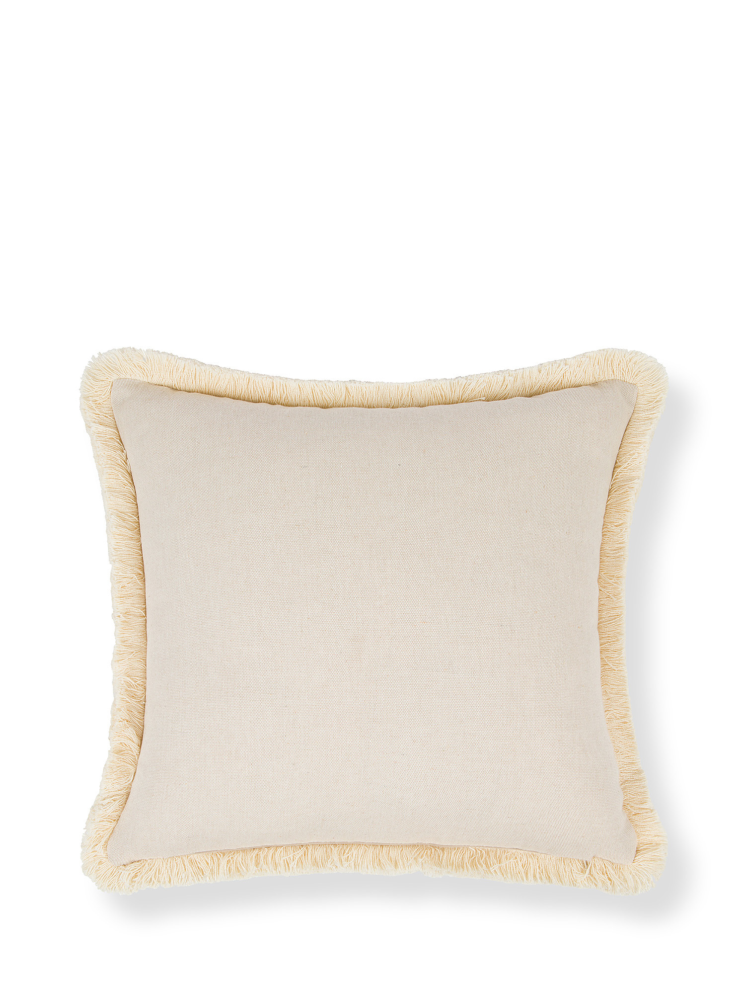 Cushion 45x45 cm striped pattern with fringes, Beige, large image number 1