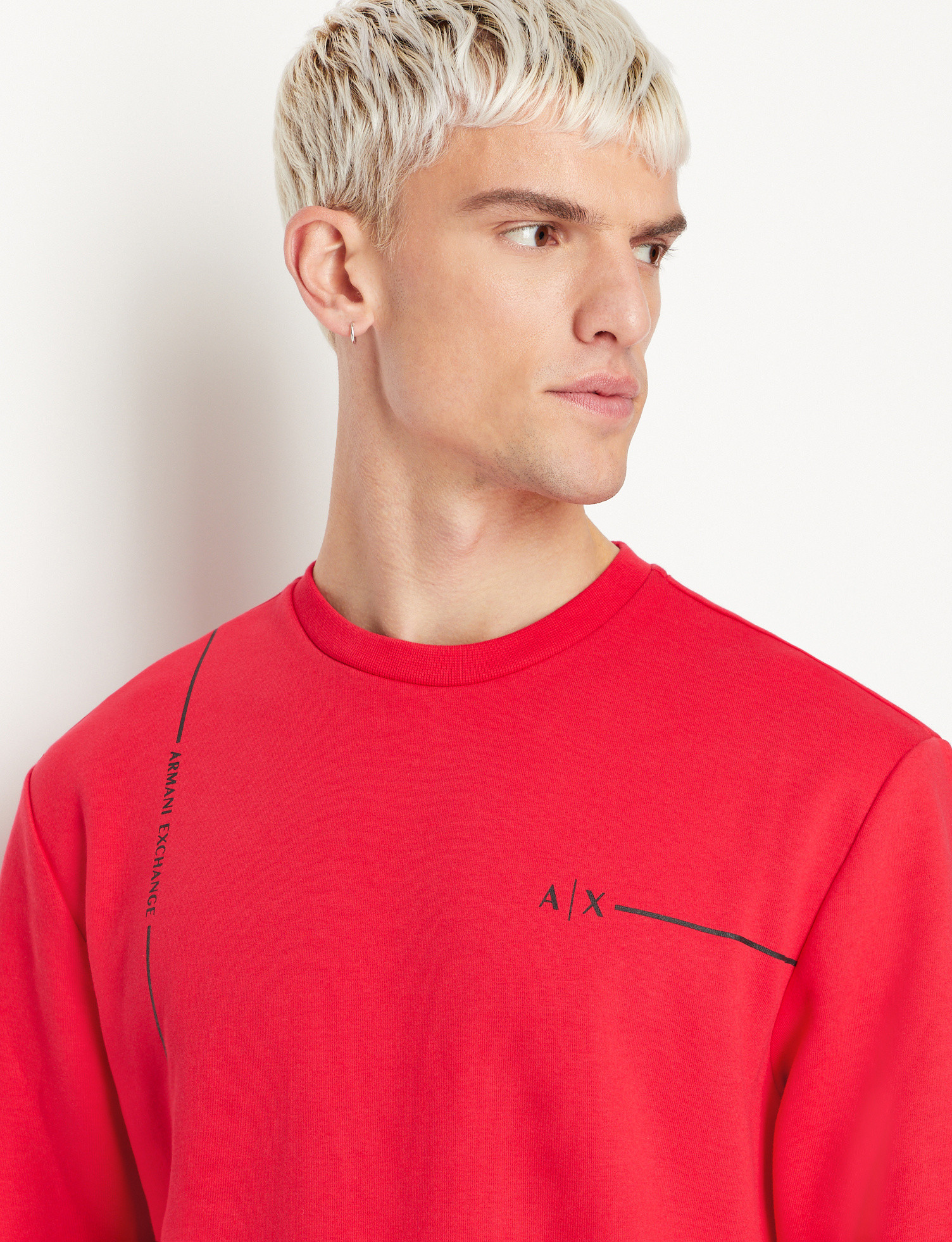 Armani Exchange - Sweatshirt with logo print, Red, large image number 3