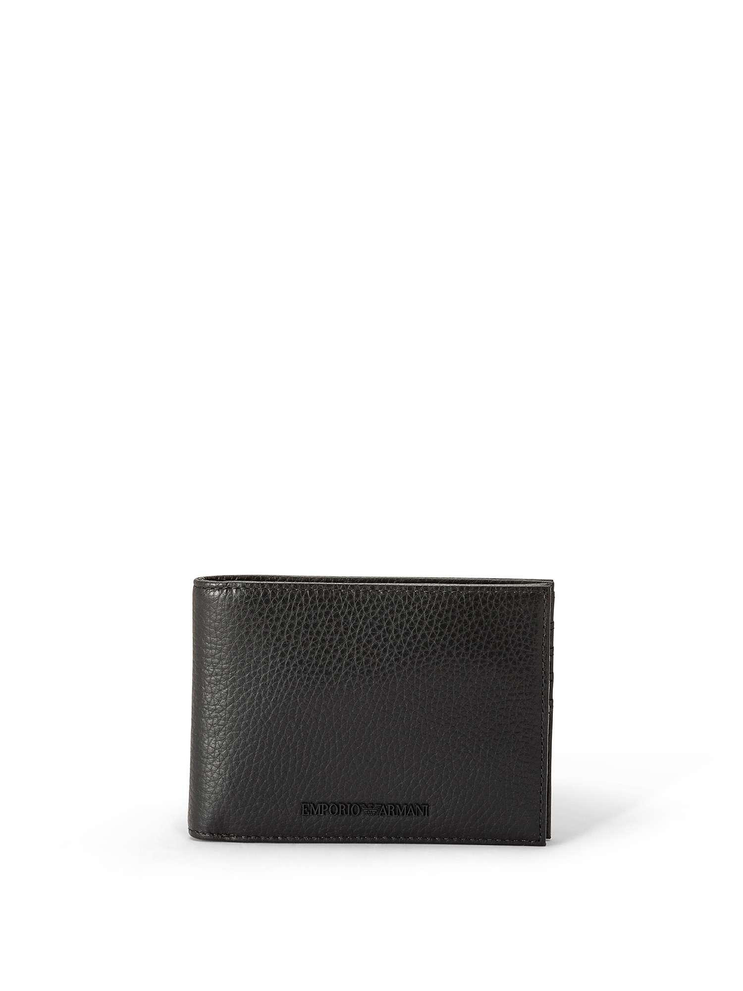 Emporio Armani - Gift box con portafoglio e portachiavi in pelle bottalata, Nero, large image number 0