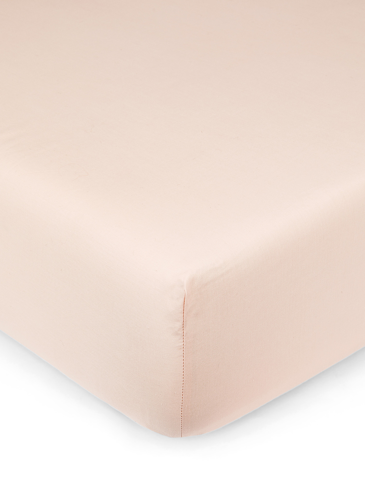 Solid color percale cotton fitted sheet, Pink, large image number 0