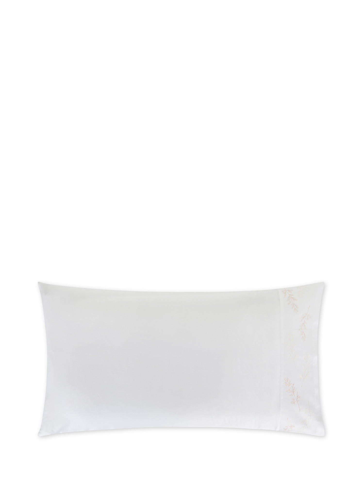 Federa ricamata in raso di cotone extra fine Portofino, Bianco, large image number 0