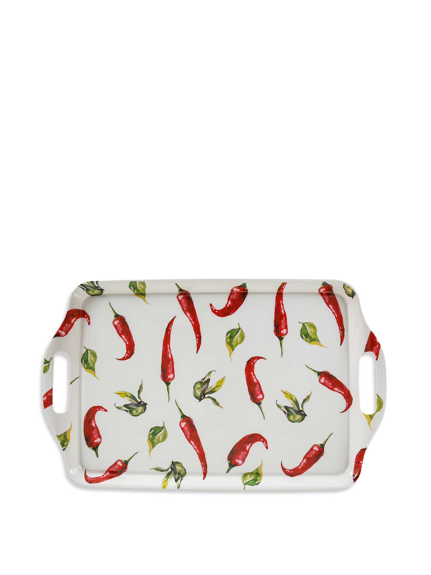 Melamine tray with chillies motif, White, large image number 0