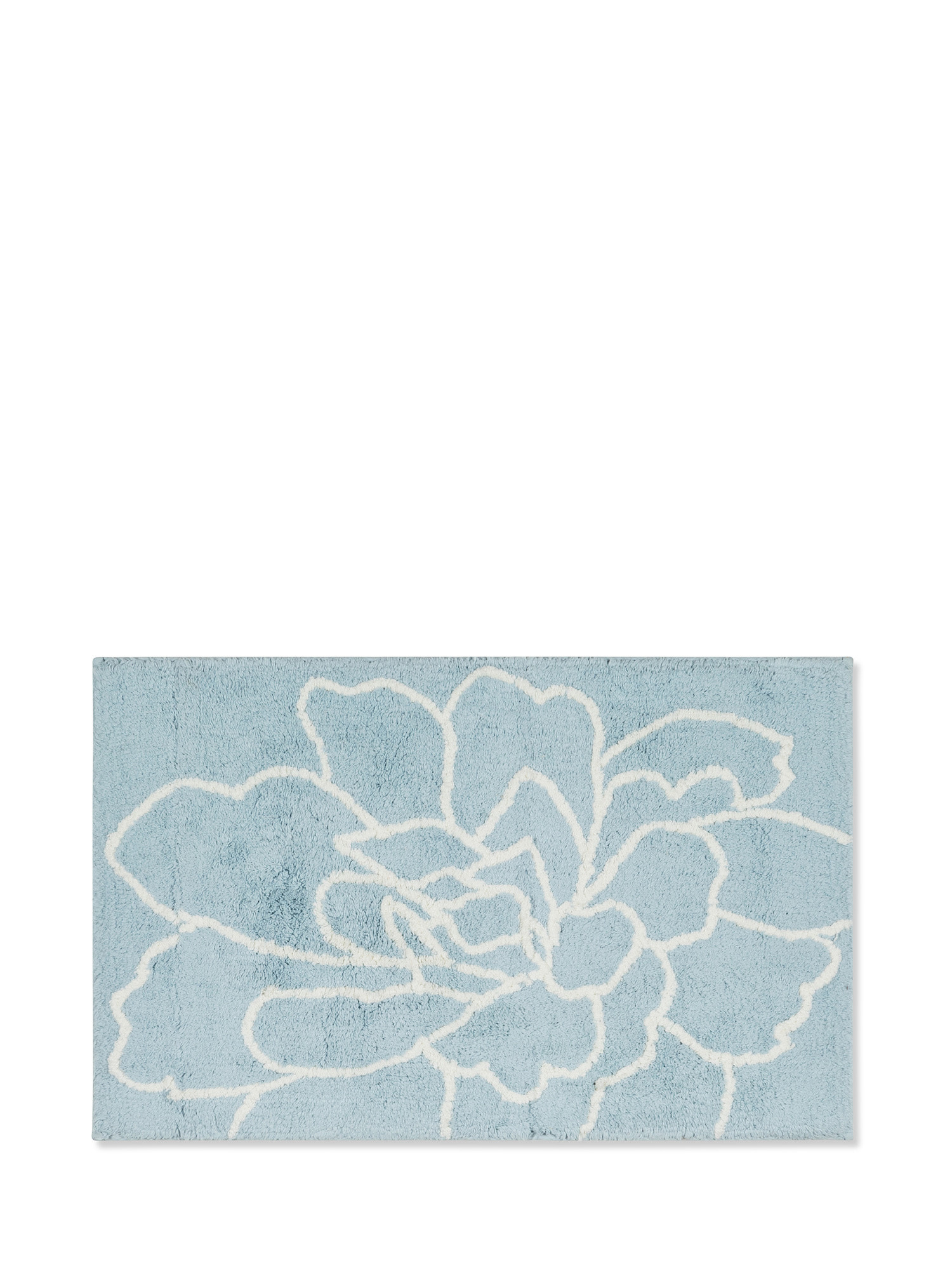 Tappeto bagno spugna di cotone floreale, Azzurro, large image number 0