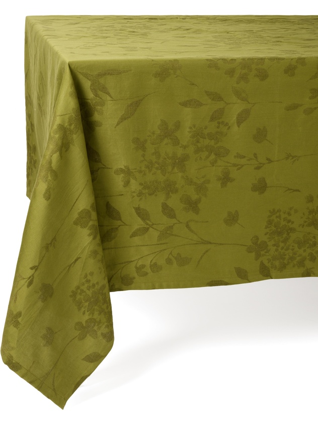 Cotton-linen jacquard tablecloth with floral pattern