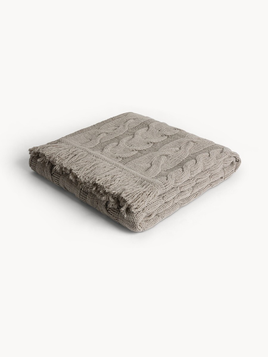 Knitted throw, Grey, large image number 0