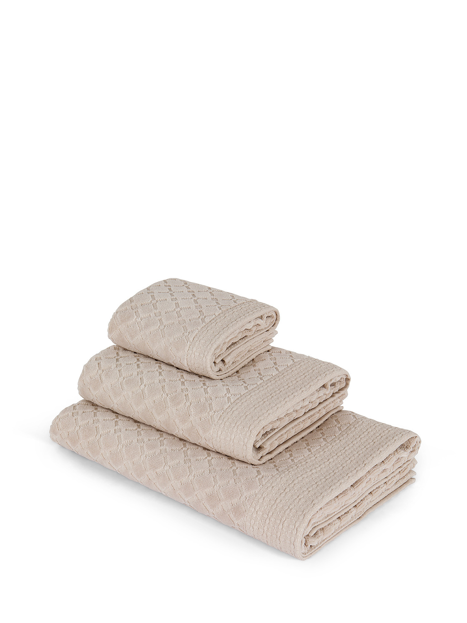 Asciugamano cotone velour motivo a fiori, Beige, large image number 0