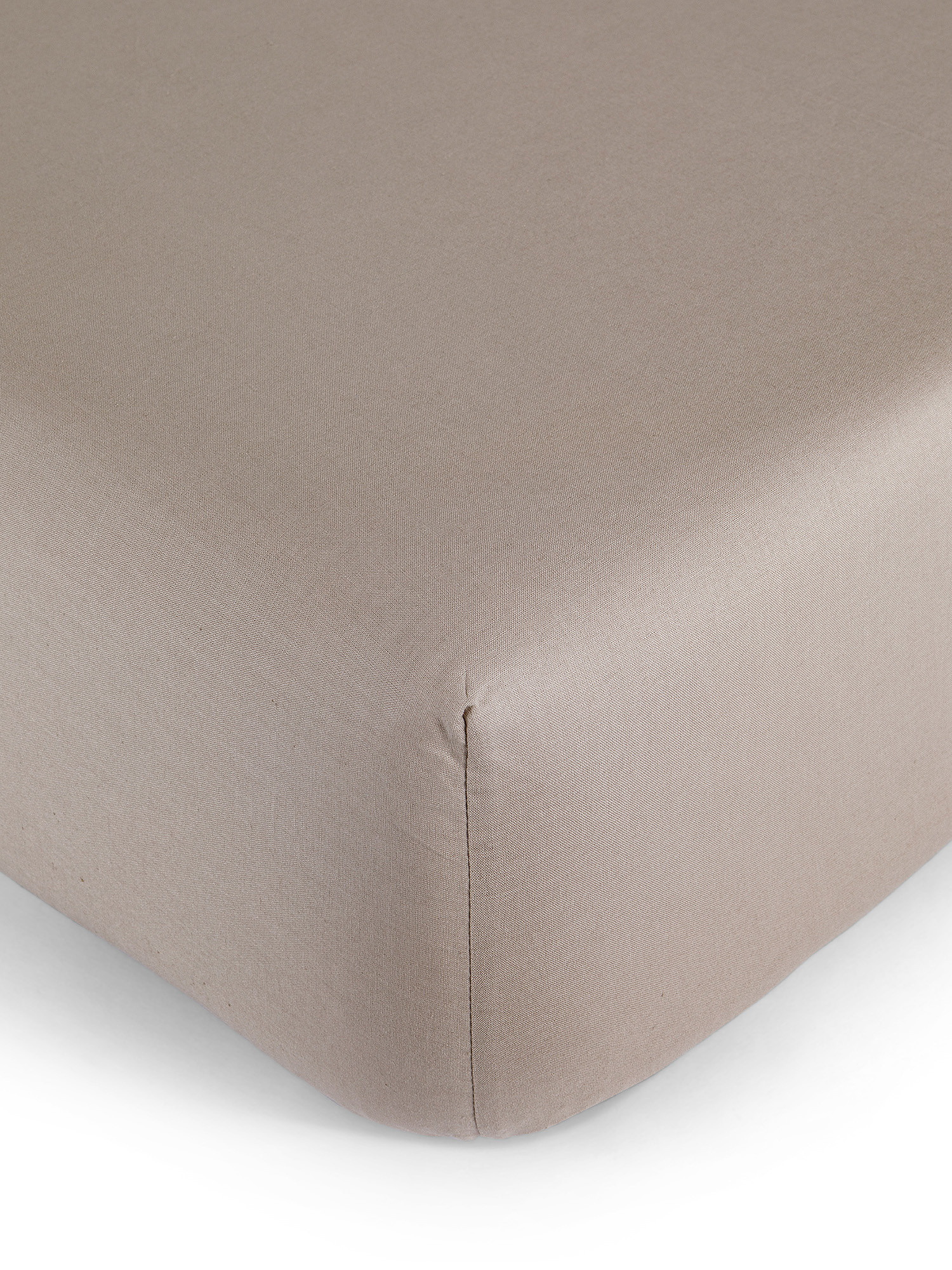 Solid color fitted sheet in 100% cotton, Beige, large image number 0
