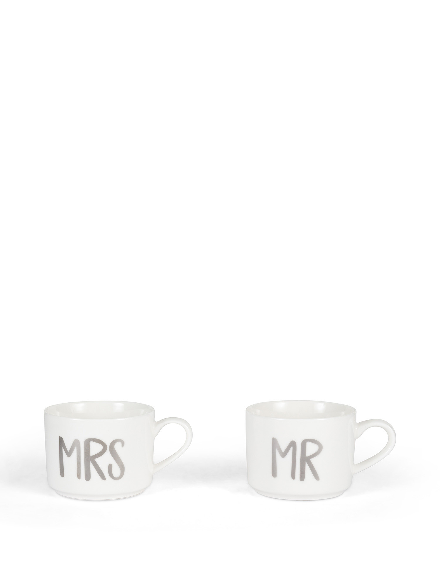 Confezione 2 mug new bone china Mr&Mrs, Grigio argento, large image number 0