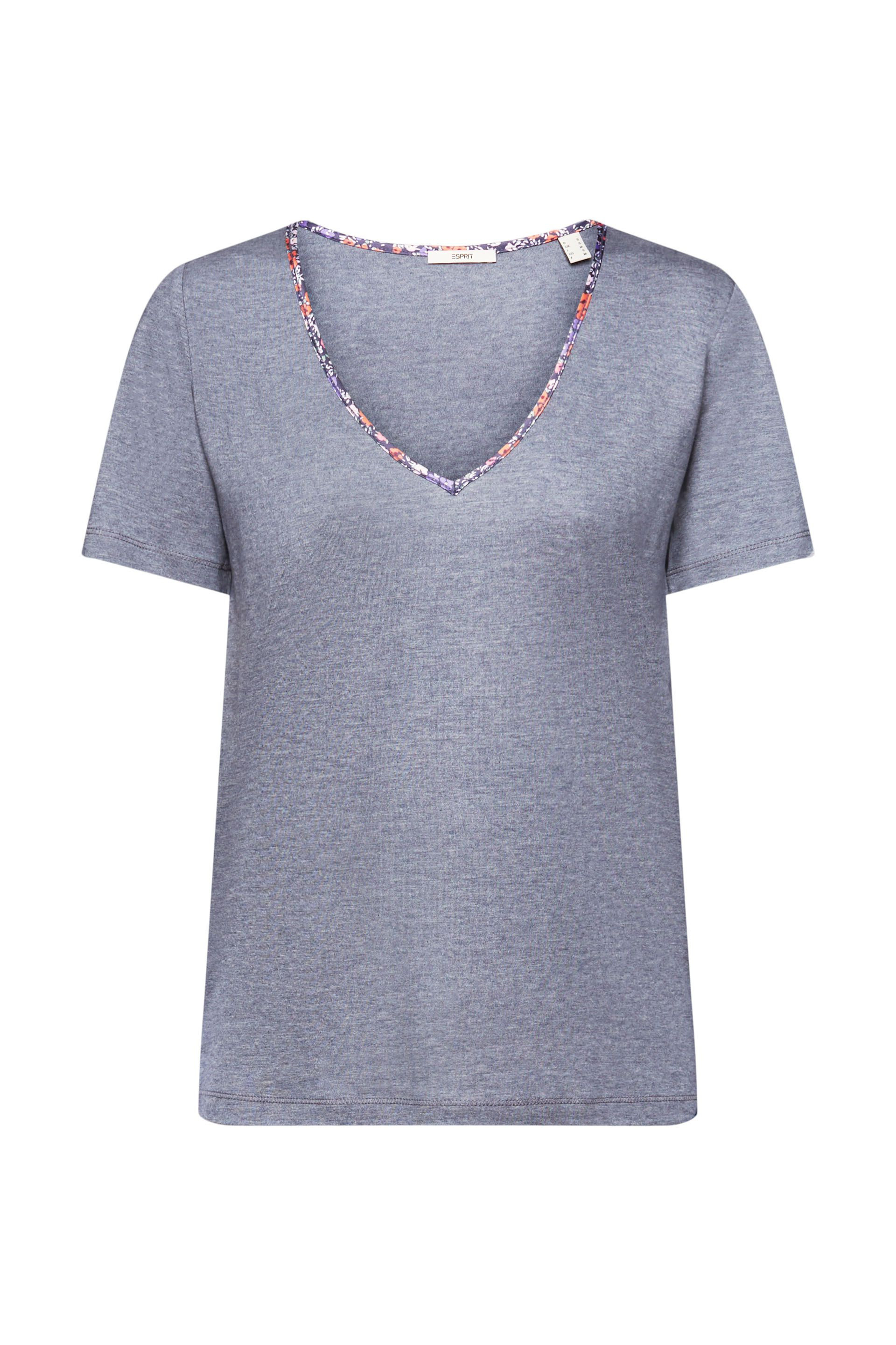 Esprit - Floral V-neck T-shirt, Light Orange, large image number 0