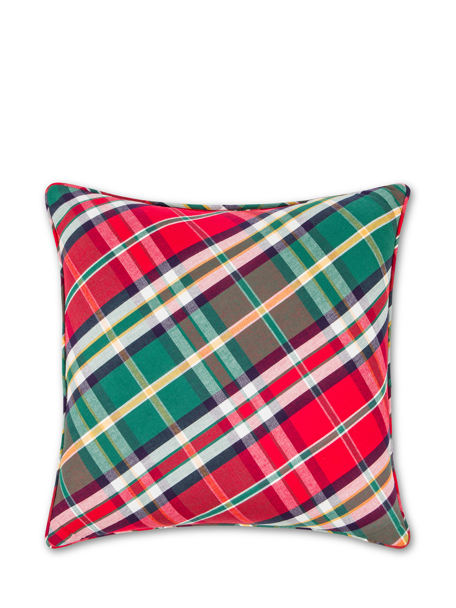 Cotton flannelette tartan cushion, Green, large image number 0