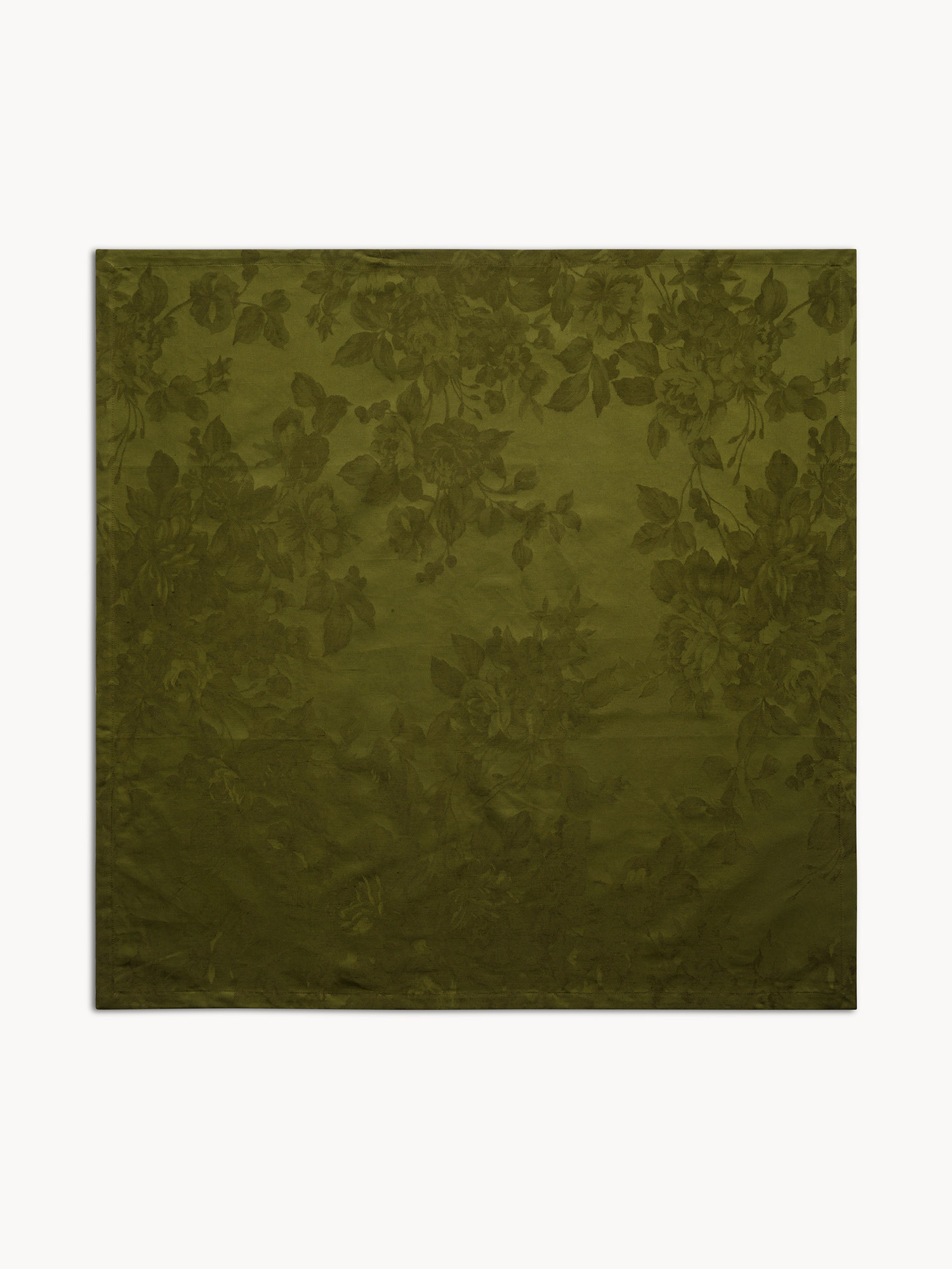 Centrotavola in cotone e lino jacquard motivo floreale, Verde, large image number 0
