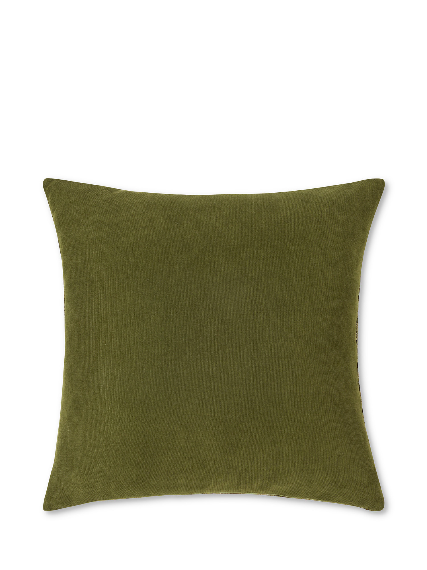 Cuscino jacquard motivo intreccio 45x45cm, Verde, large image number 1