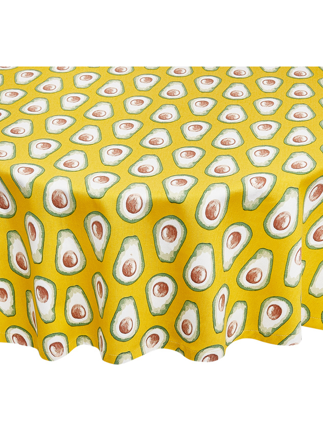 Round tablecloth in 100% cotton with avocado print
