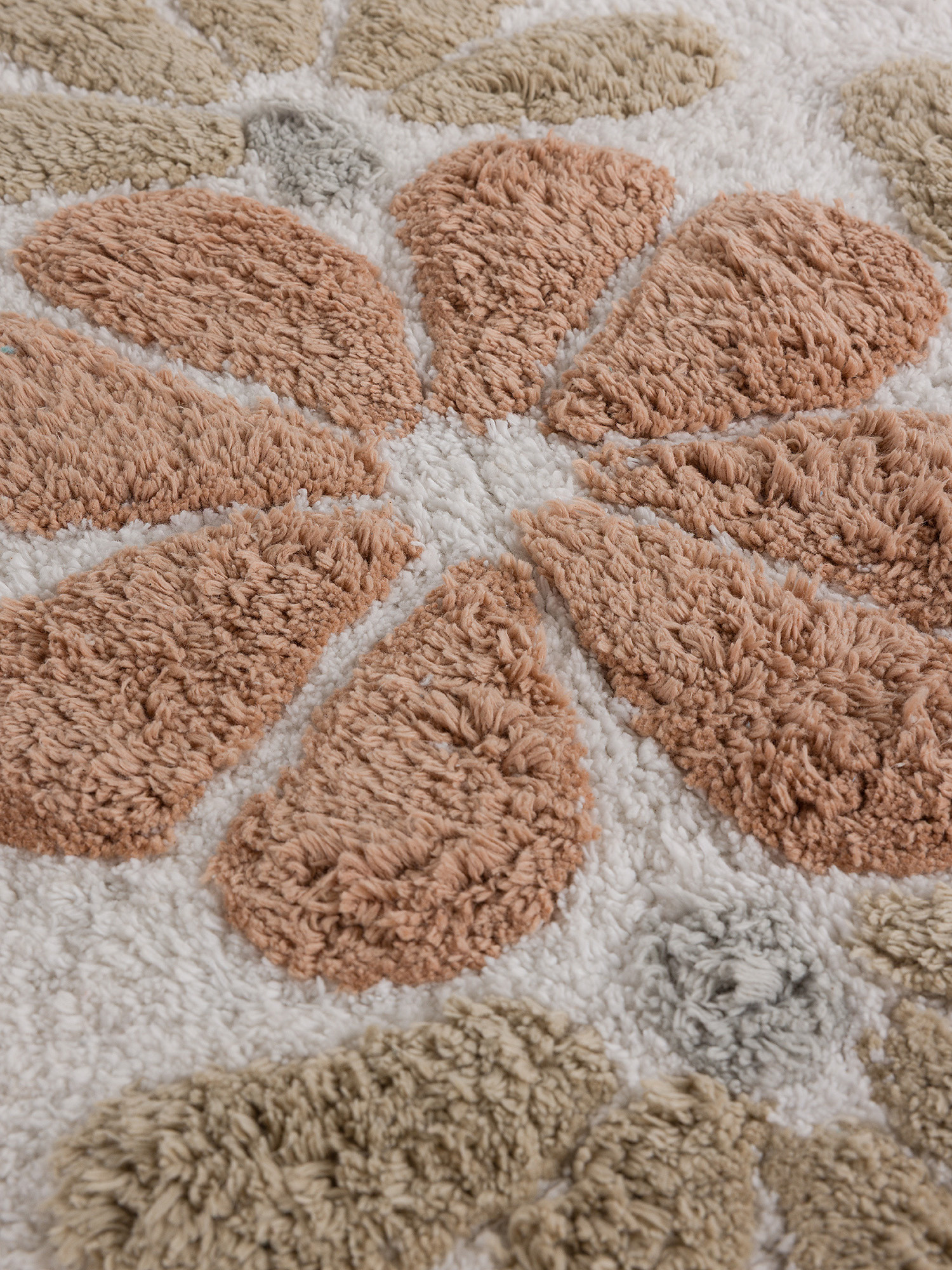 Tappeto bagno in cotone con motivo floreale, Beige, large image number 1